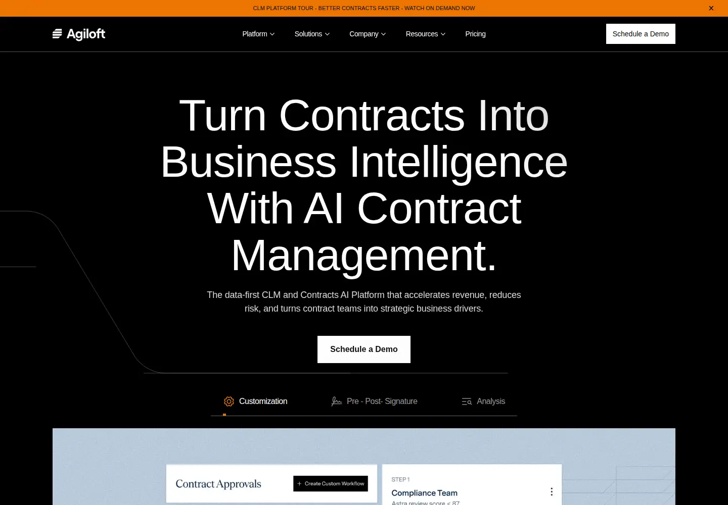Captured homepage of agiloft.com in the current scan