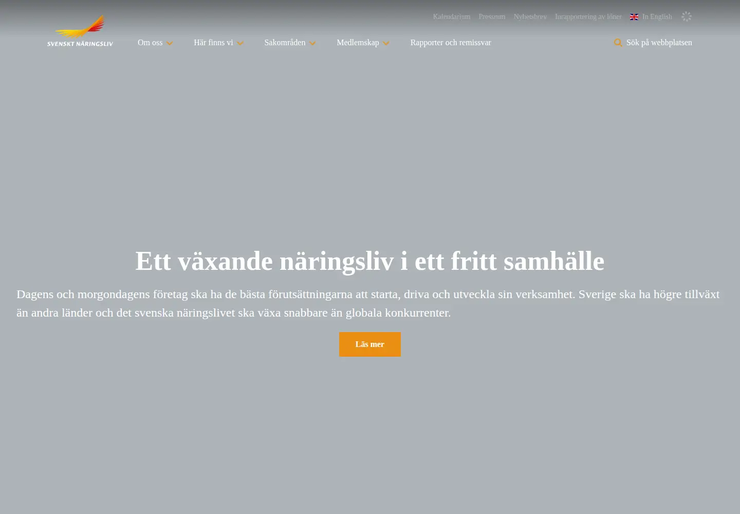 Captured homepage of svensktnaringsliv.se in the current scan