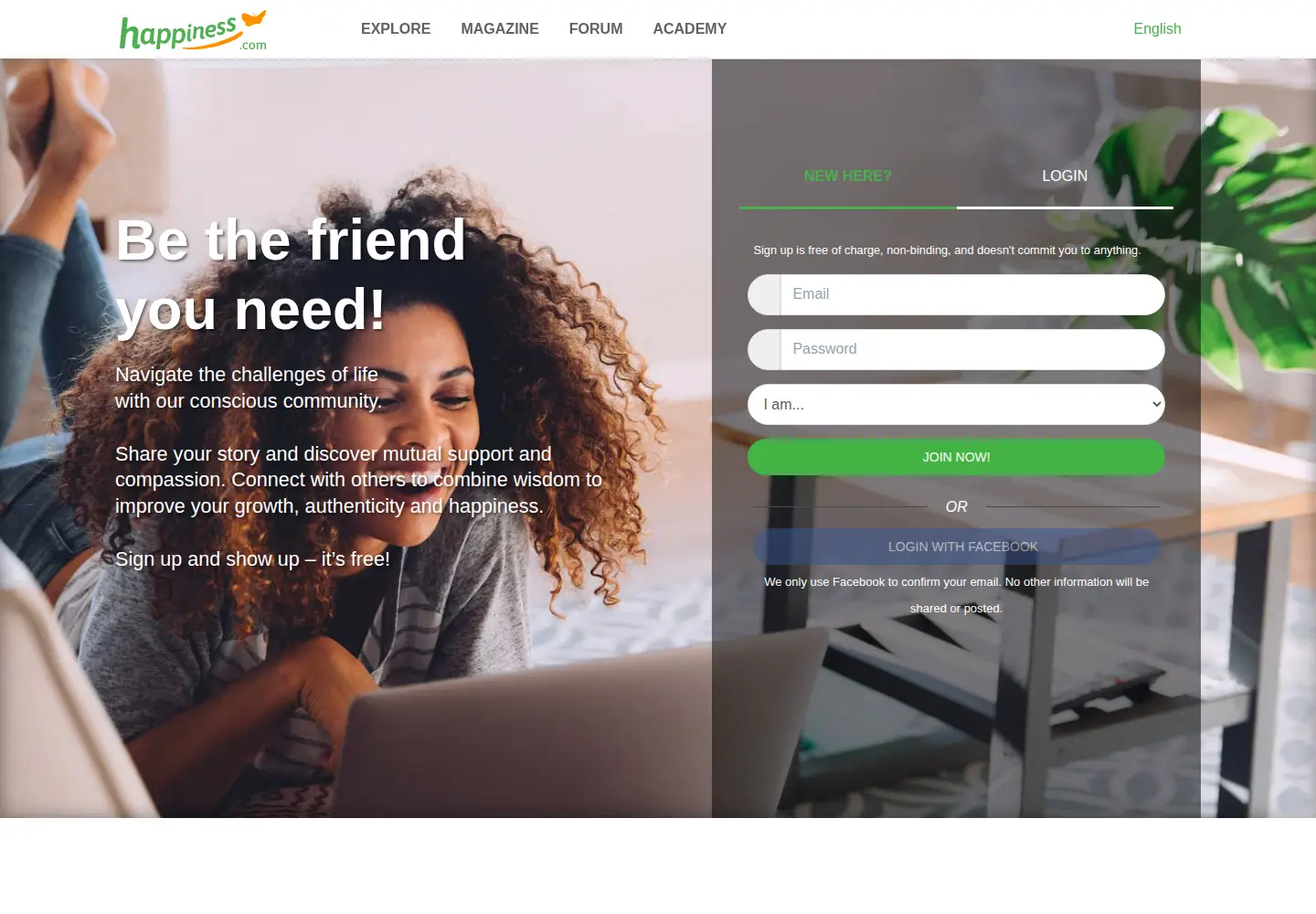 Screenshot of happiness.com