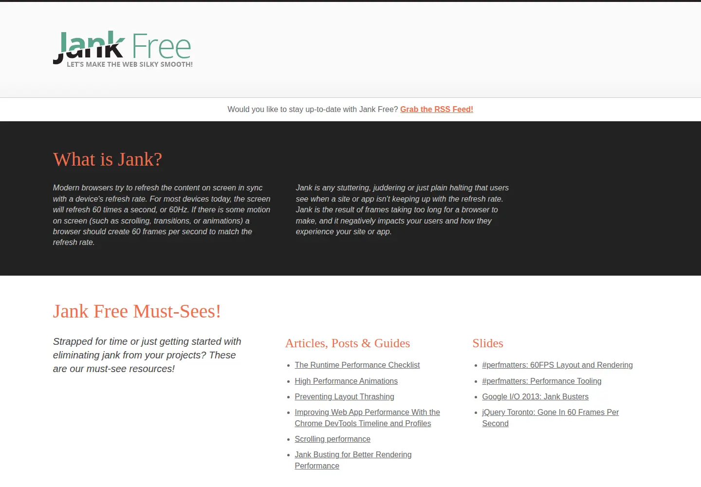 Screenshot of jankfree.org