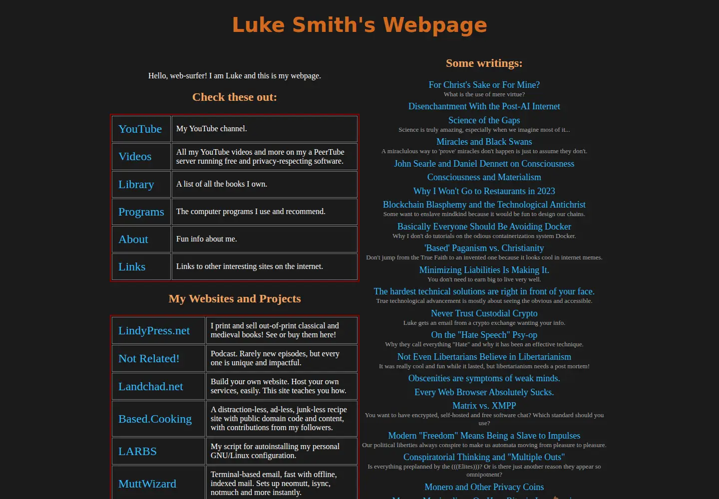 Screenshot of lukesmith.xyz