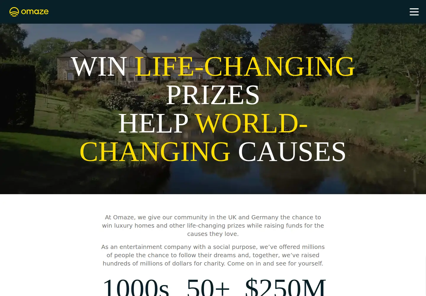 Screenshot of omaze.com