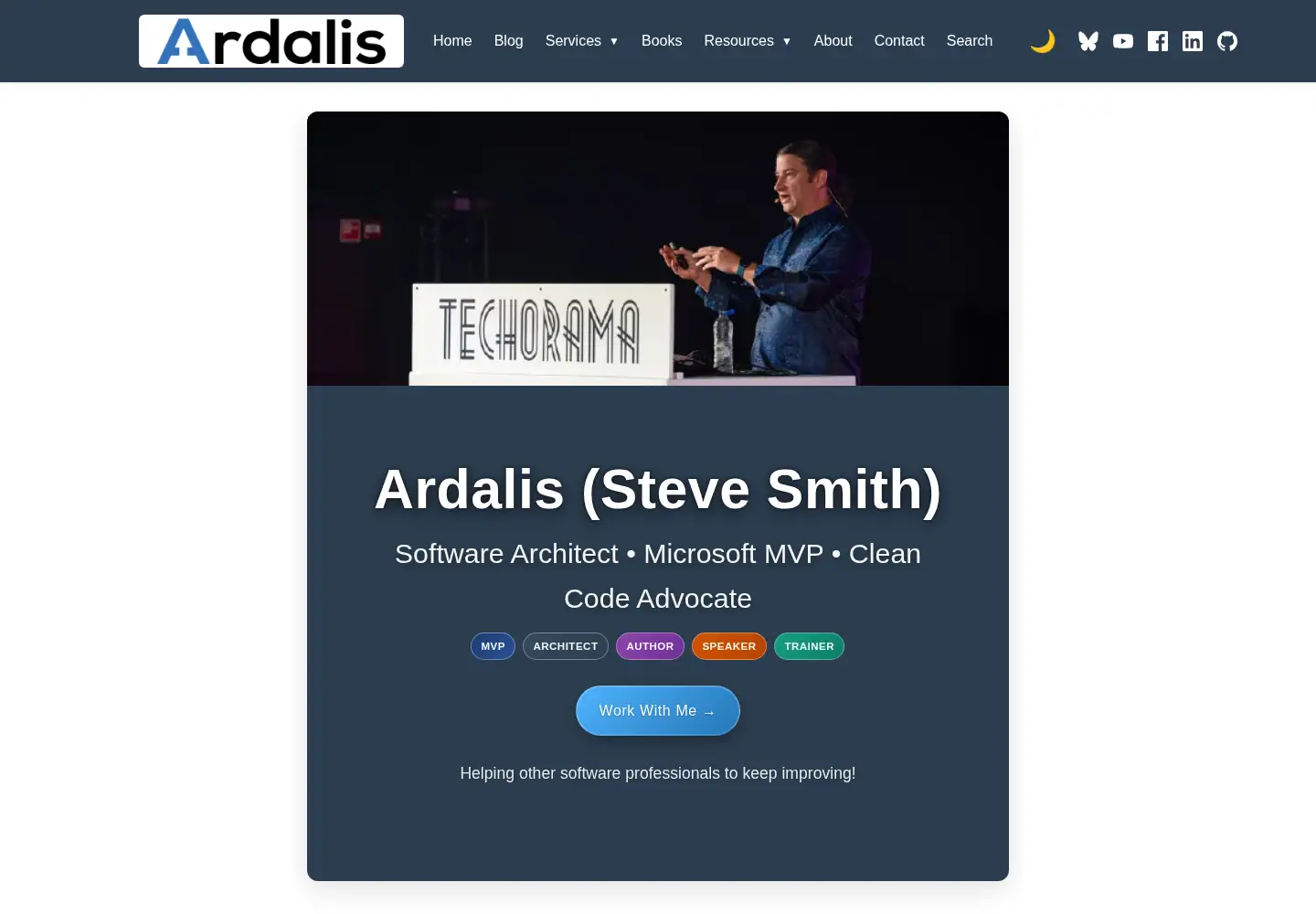 Captured homepage of ardalis.com in the current scan