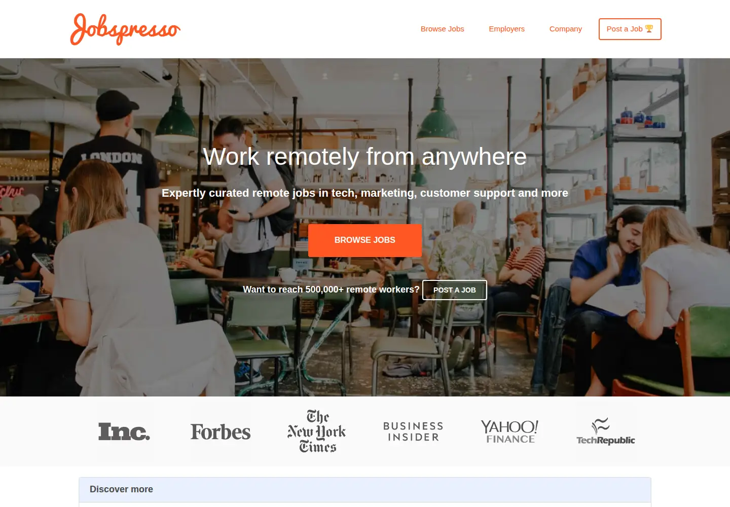 Captured homepage of jobspresso.co in the current scan