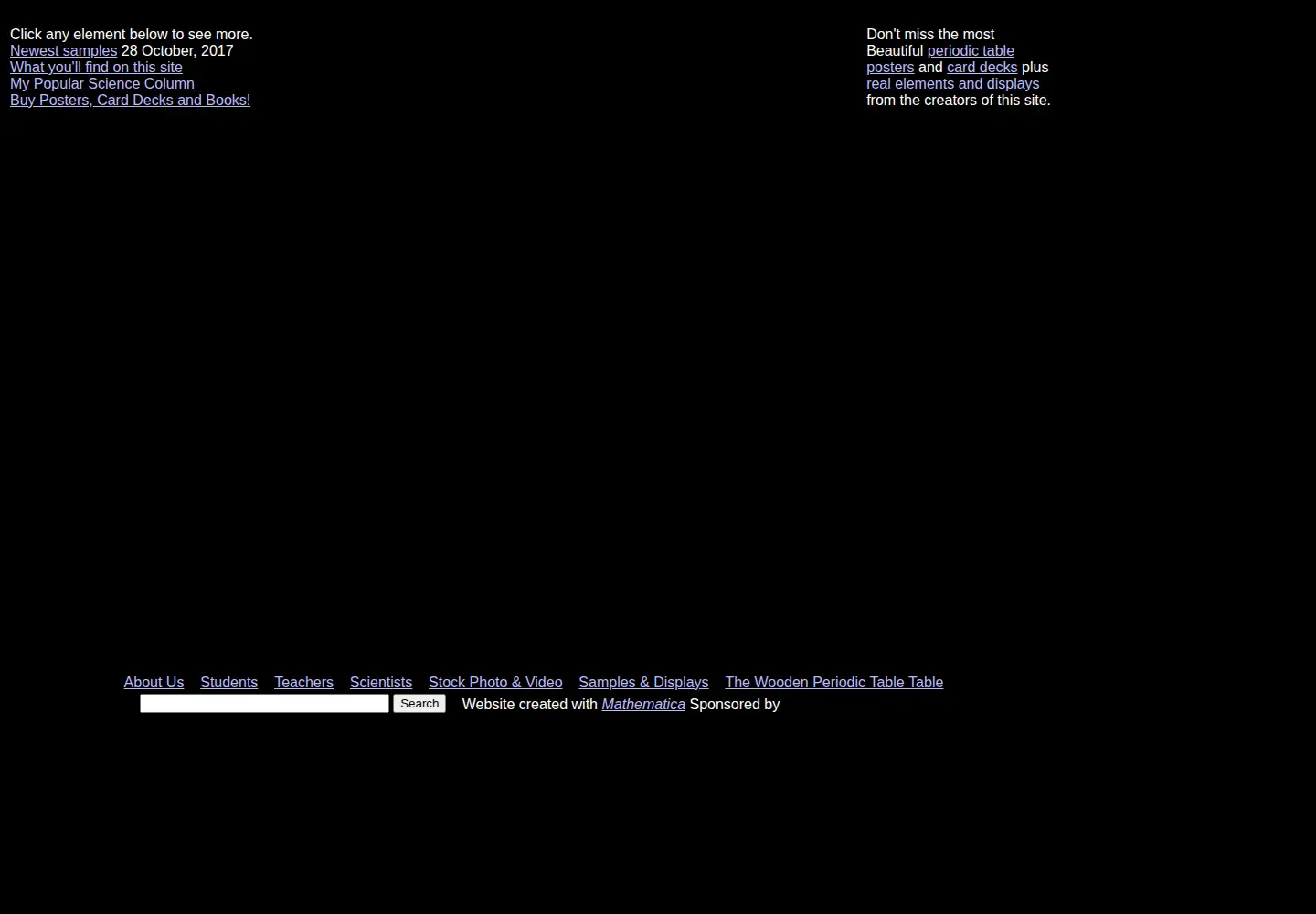 Captured homepage of periodictable.com in the current scan