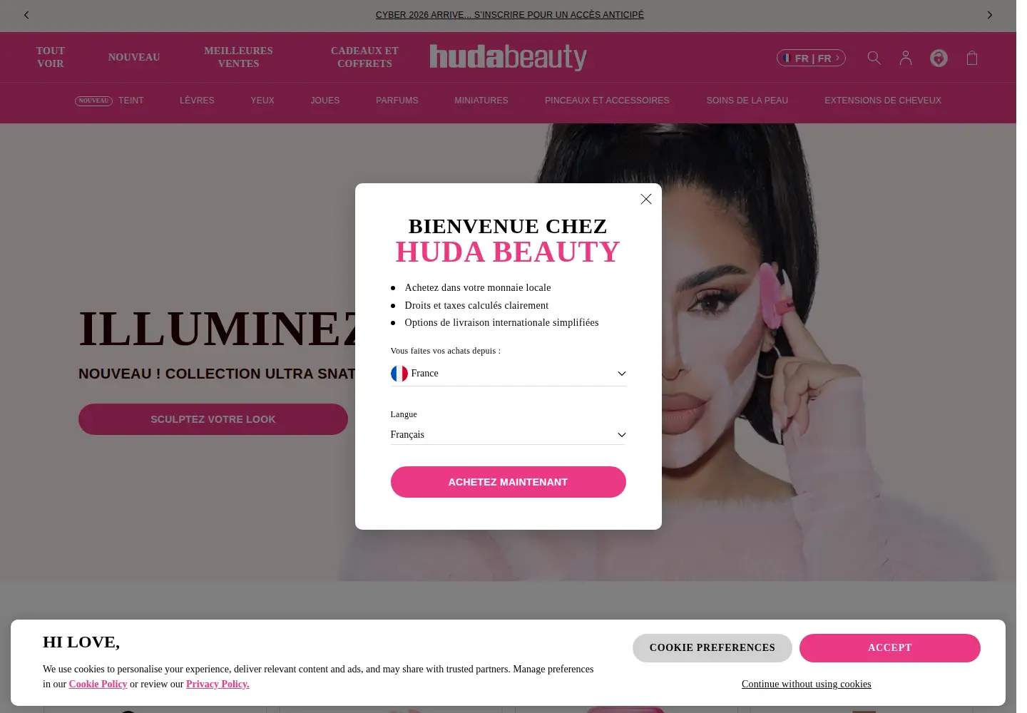 Screenshot of hudabeauty.com
