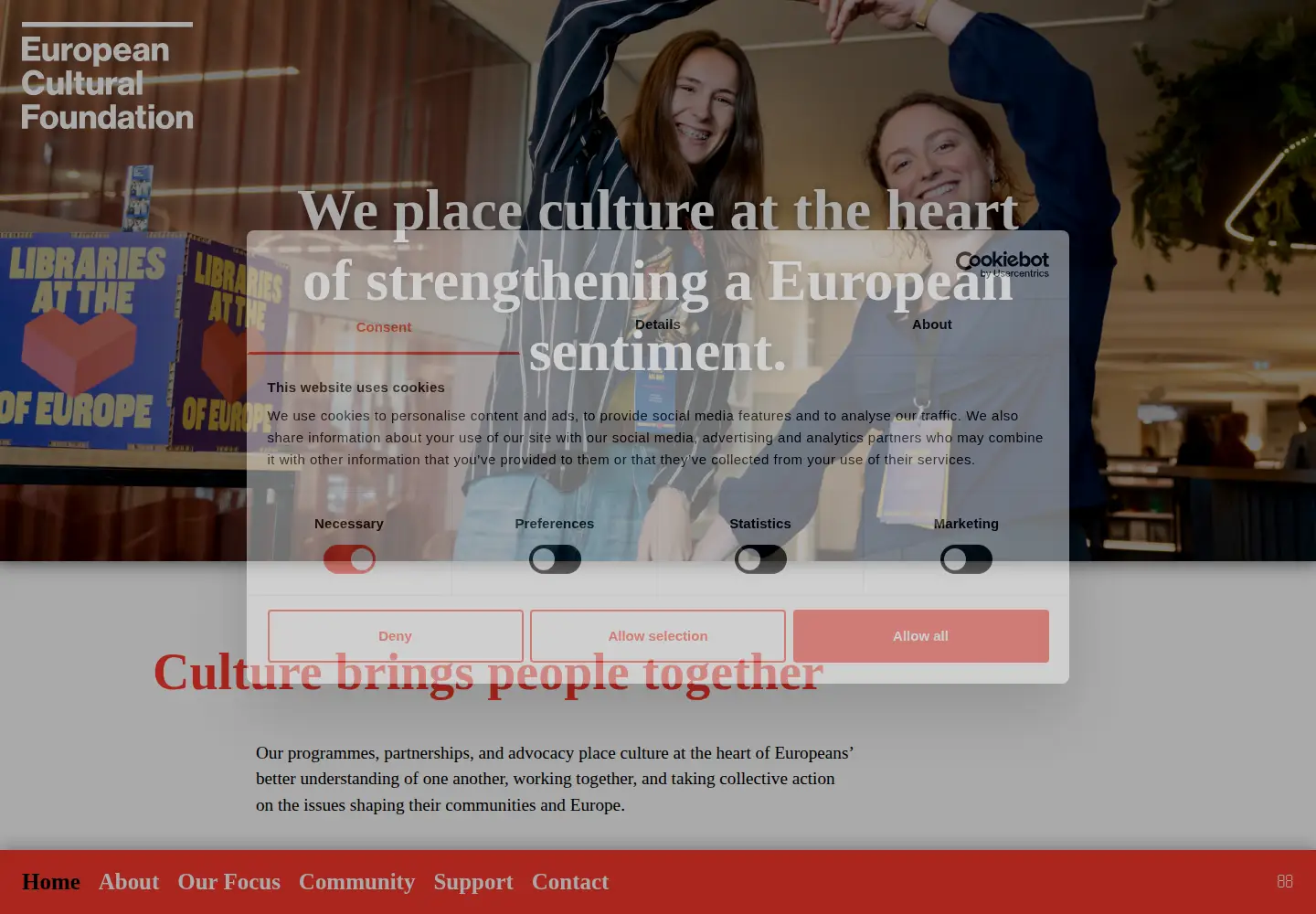 Captured homepage of culturalfoundation.eu in the current scan