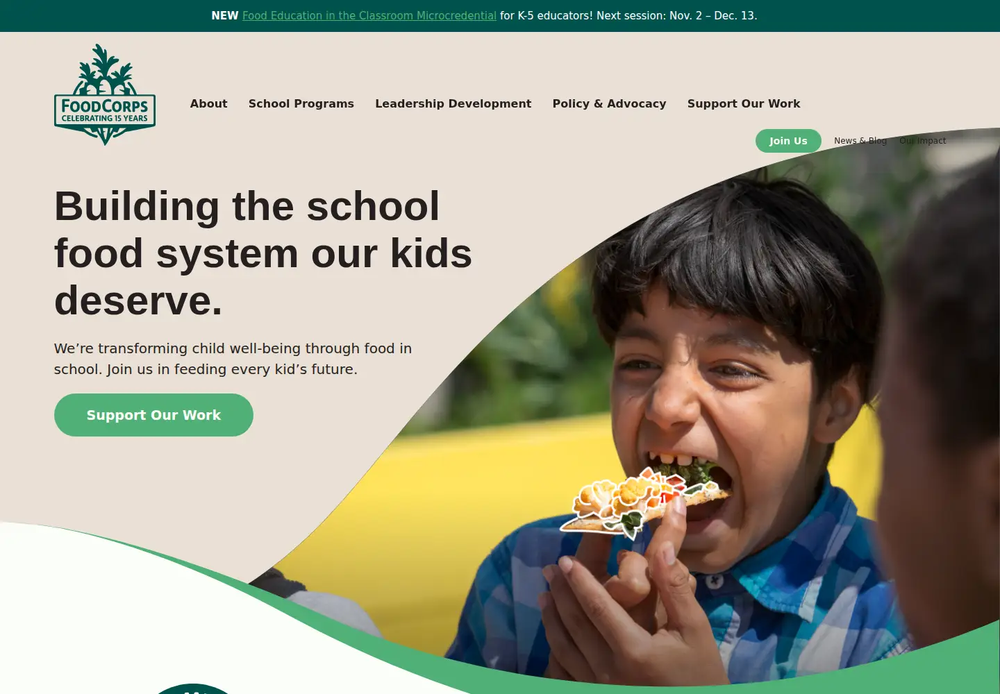Screenshot of foodcorps.org