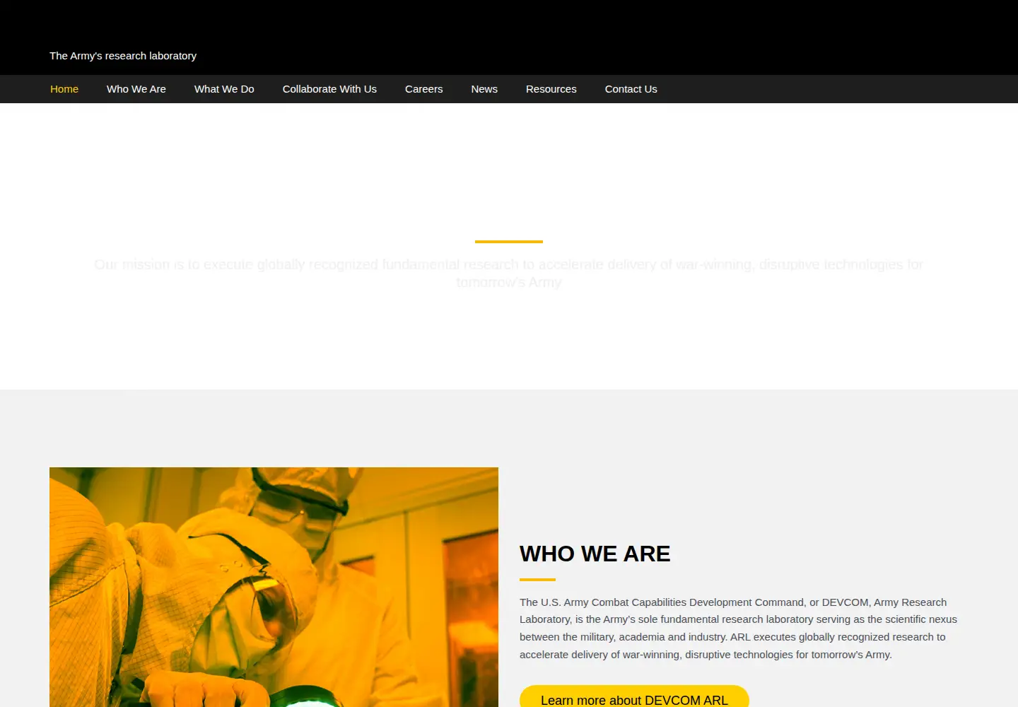 Screenshot of arl.mil