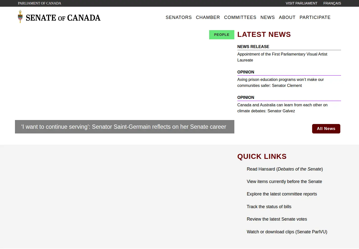 Screenshot of sencanada.ca