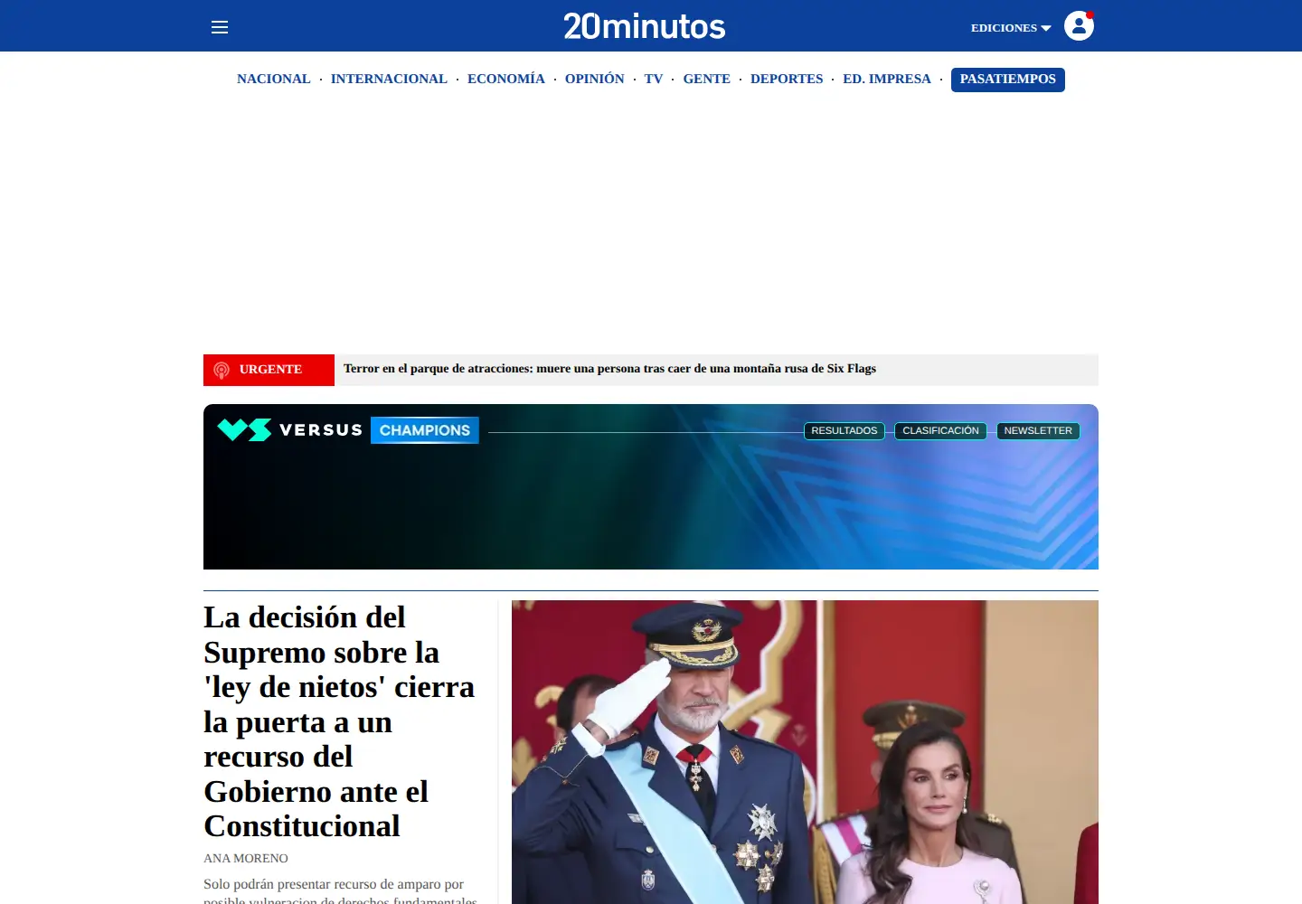Captured homepage of 20m.es in the current scan