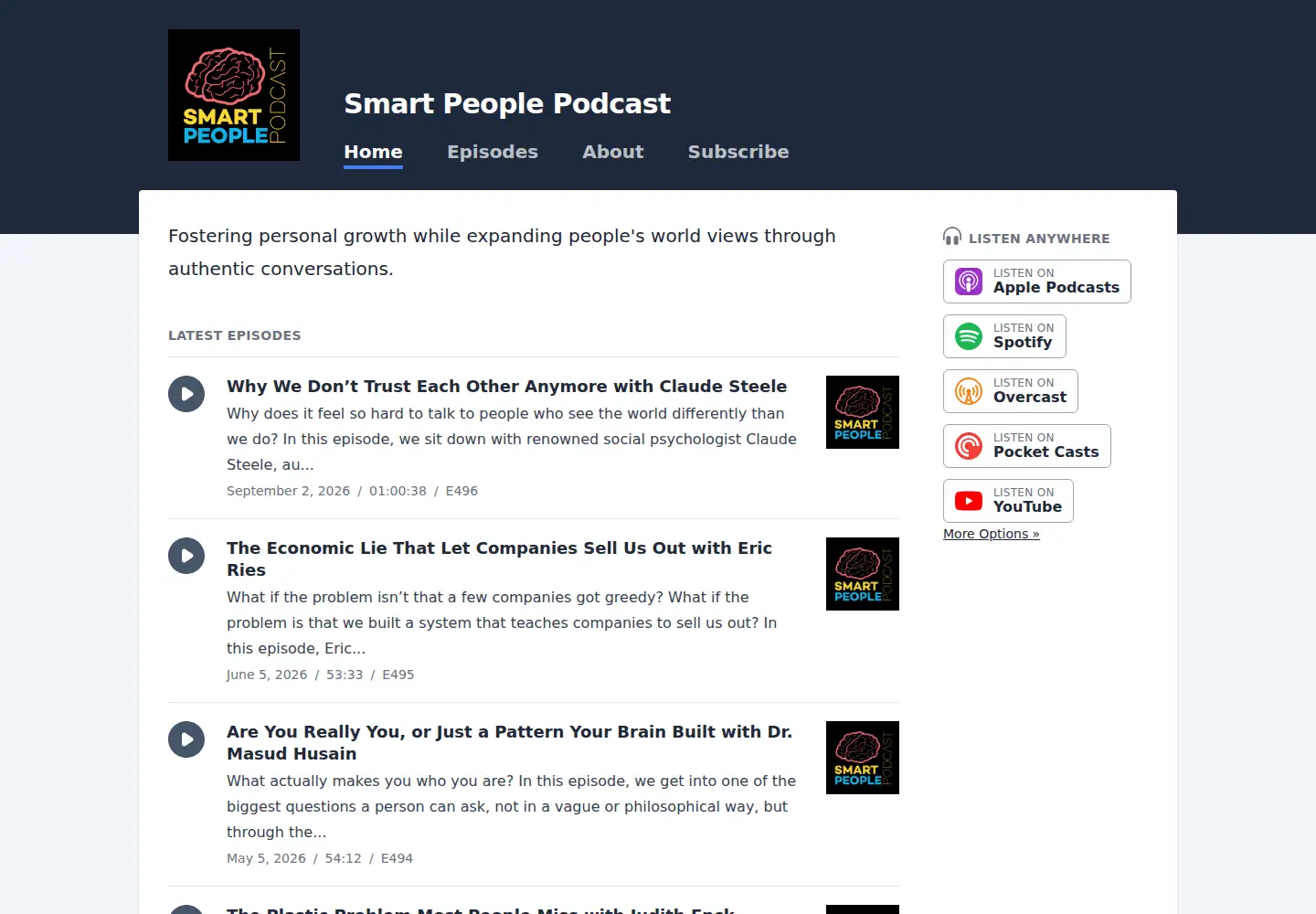 Captured homepage of smartpeoplepodcast.com in the current scan