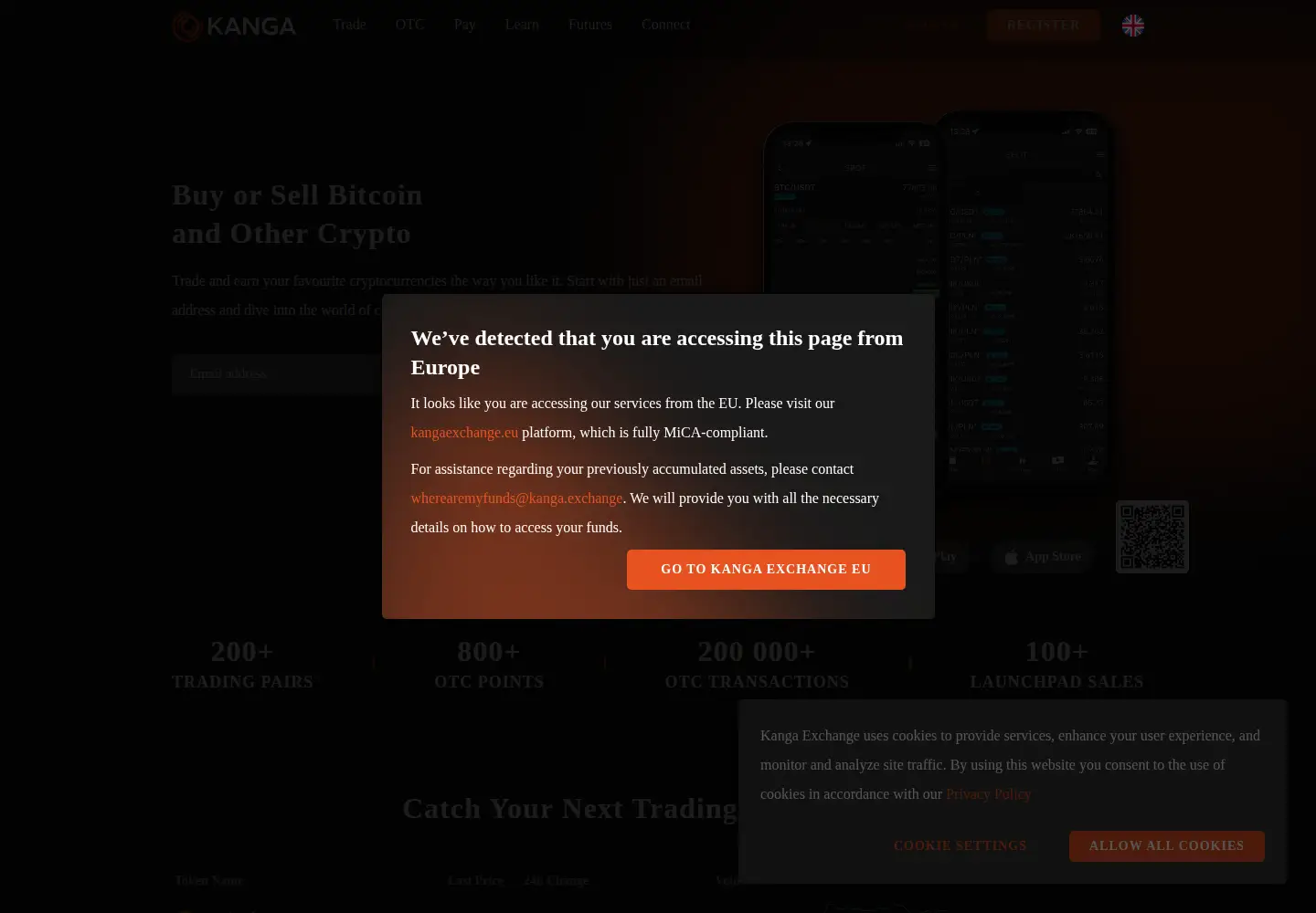 Screenshot of kanga.exchange