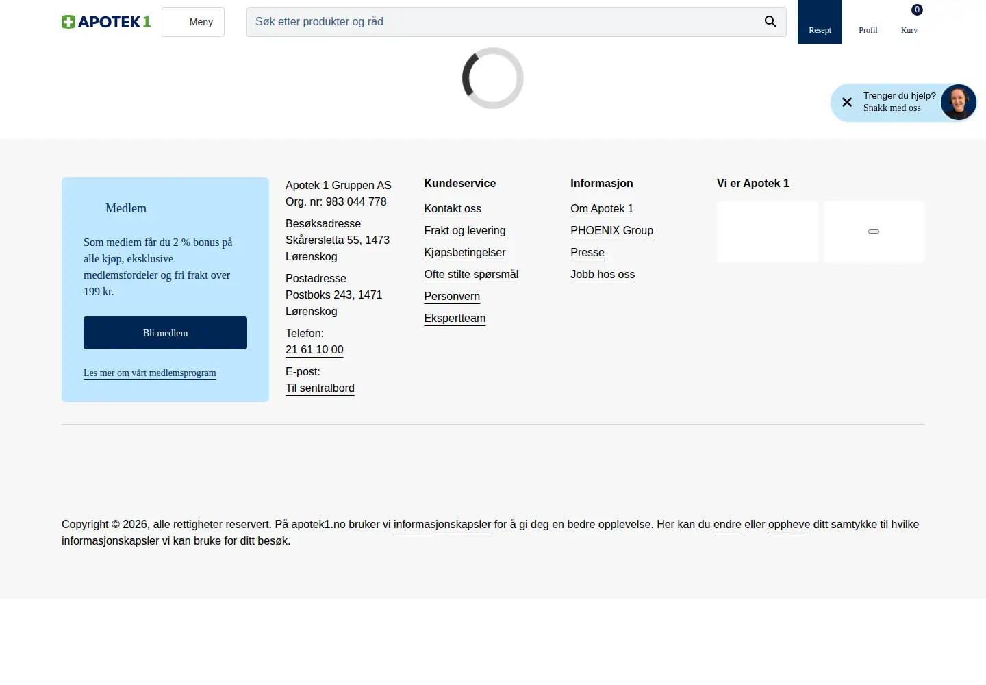 Screenshot of apotek1.no