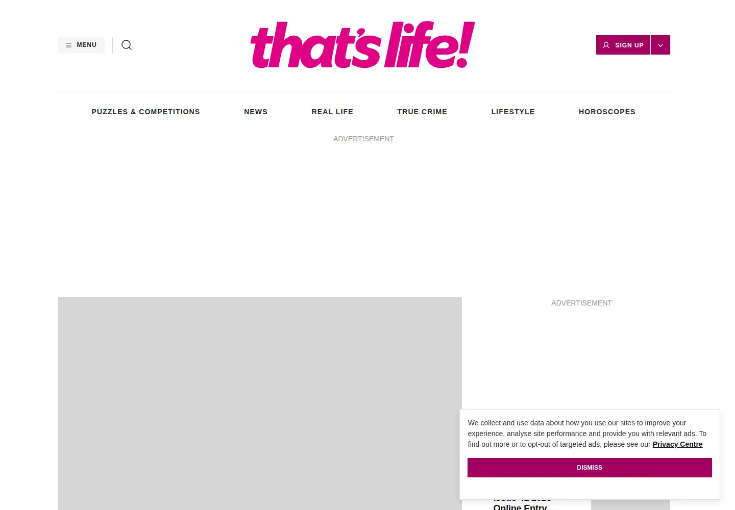 Captured homepage of thatslife.com.au in the current scan