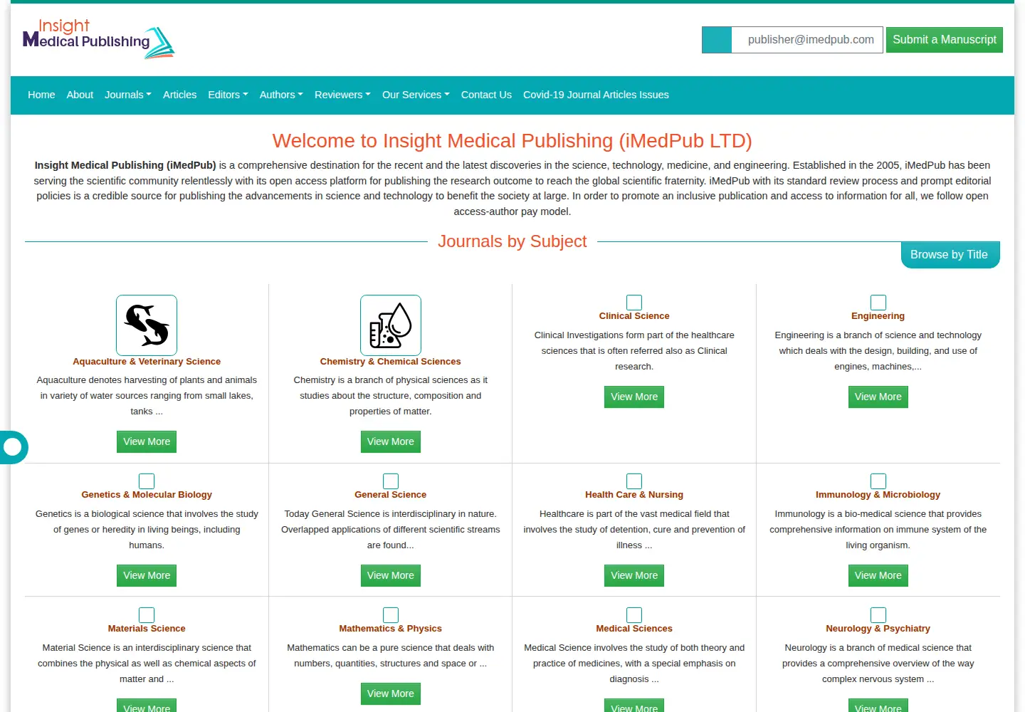 Captured homepage of imedpub.com in the current scan