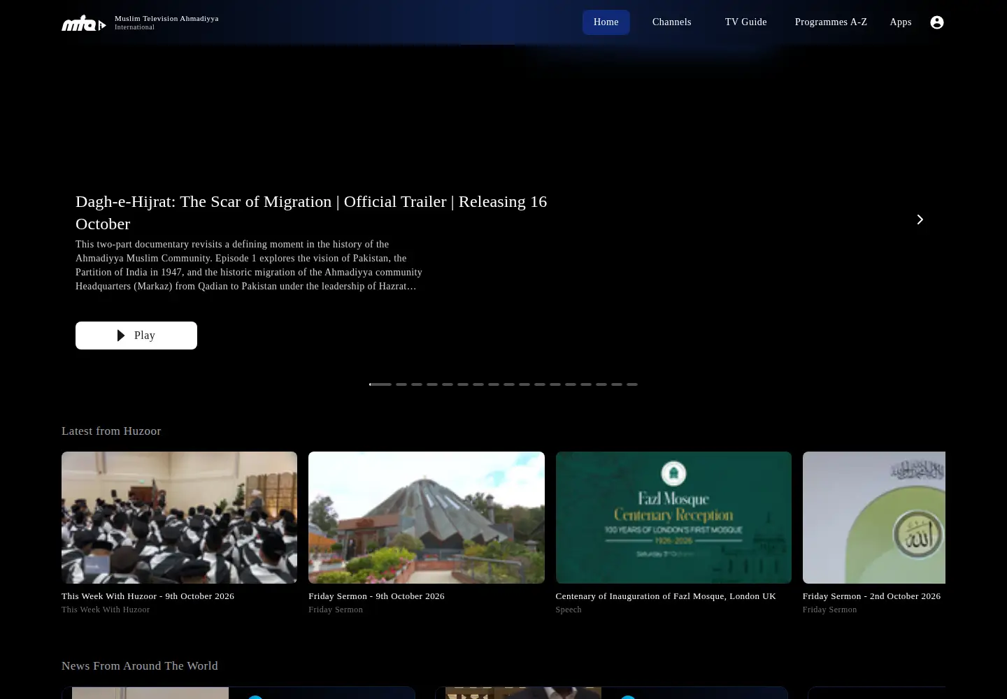 Captured homepage of mta.tv in the current scan