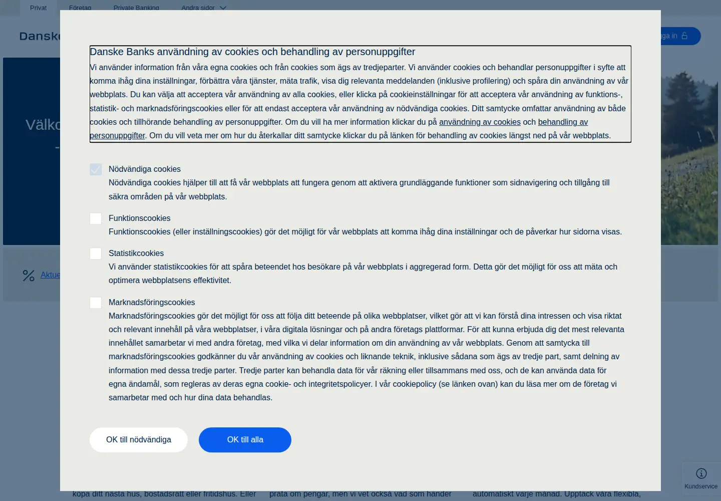 Screenshot of danskebank.se