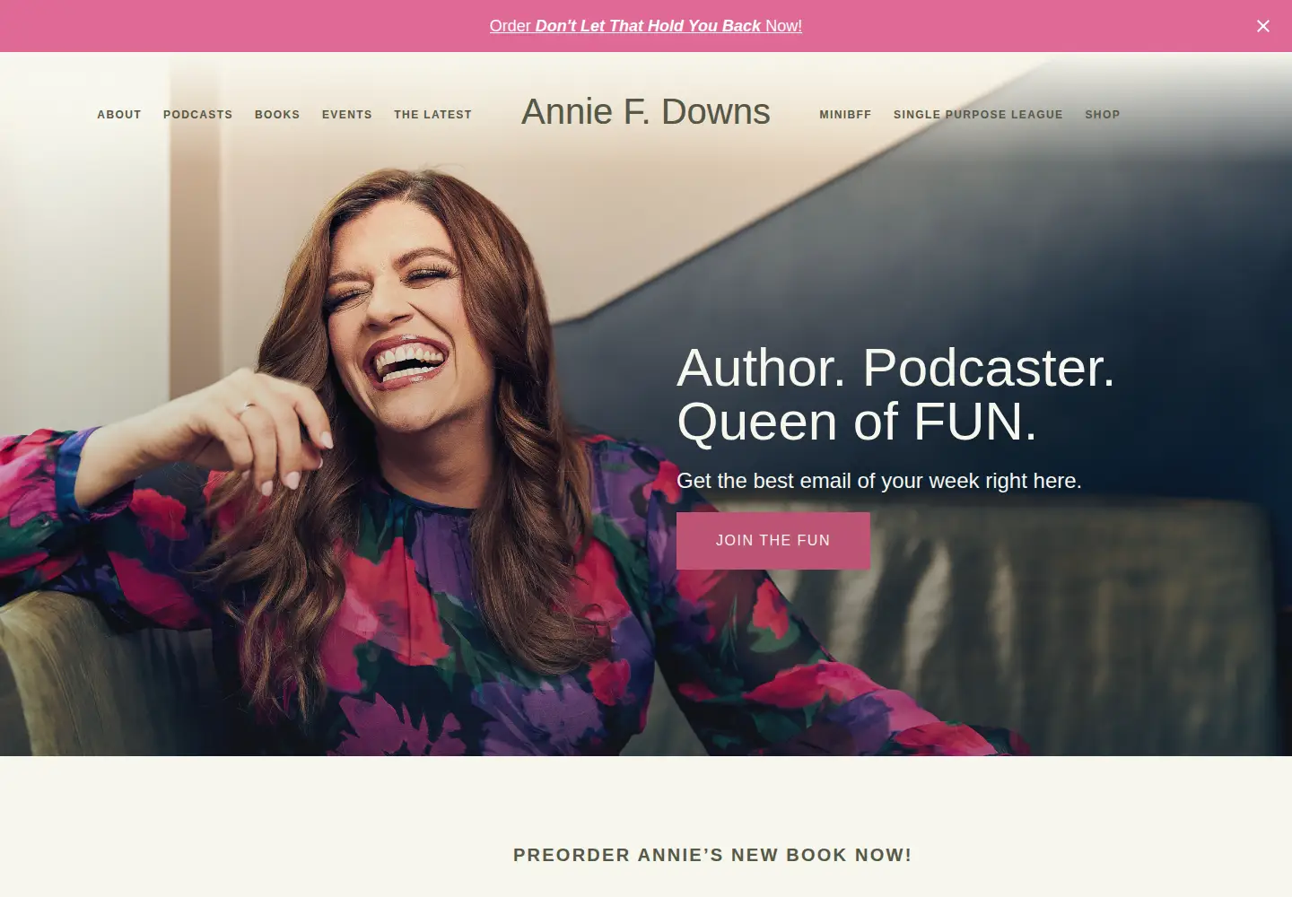 Captured homepage of anniefdowns.com in the current scan