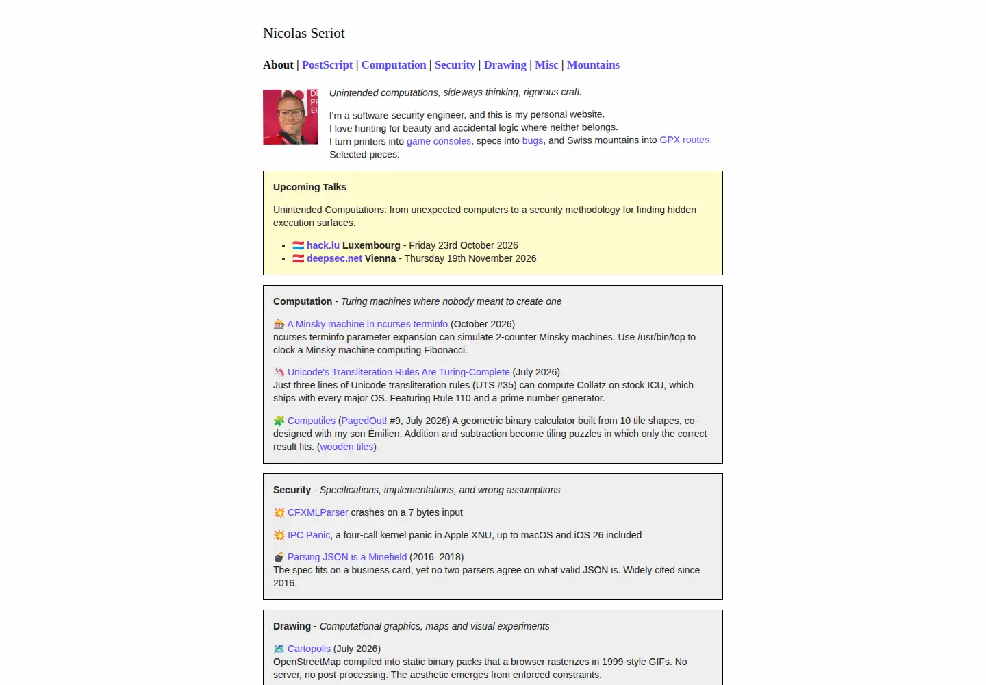 Screenshot of seriot.ch