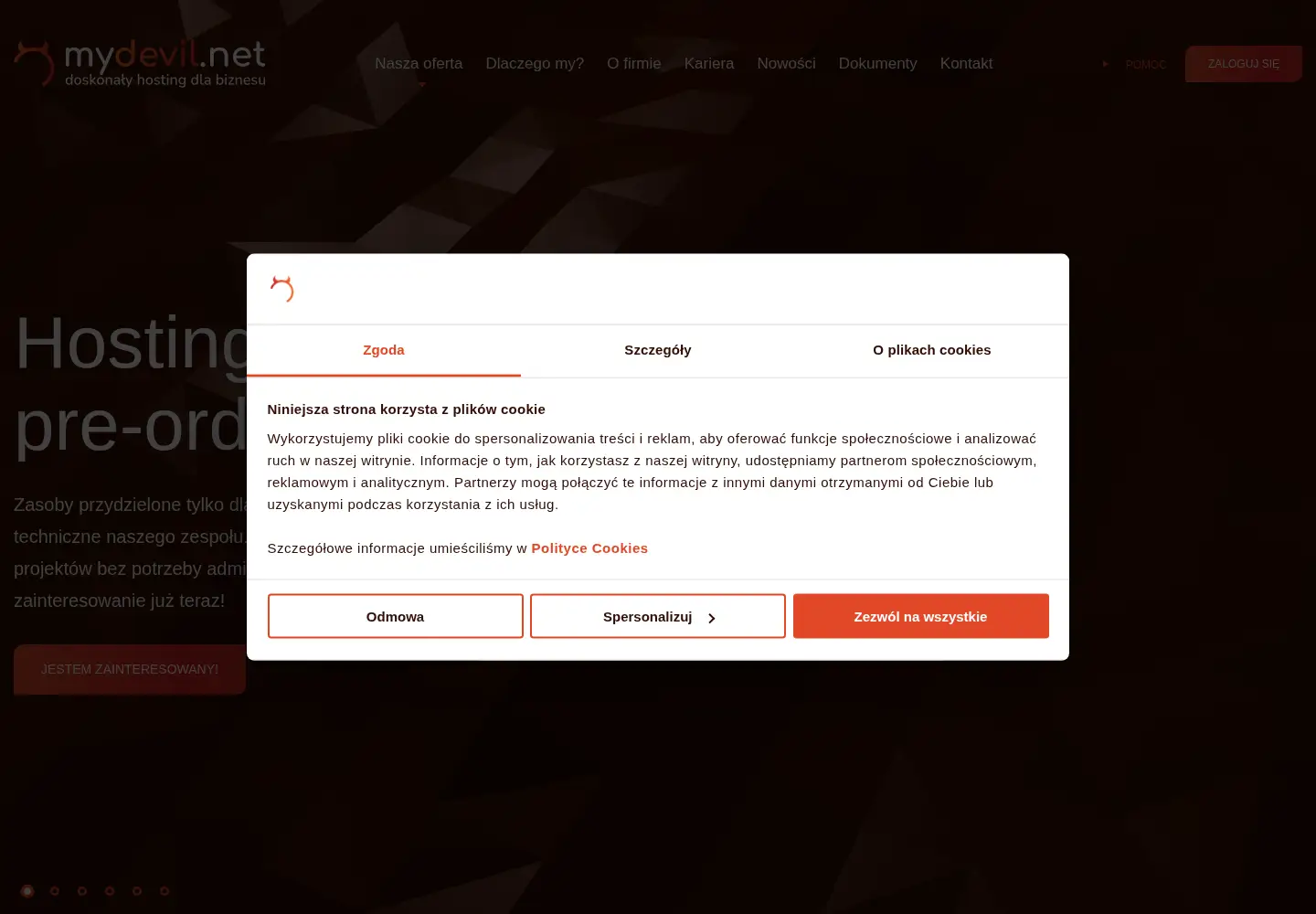 Screenshot of mydevil.net