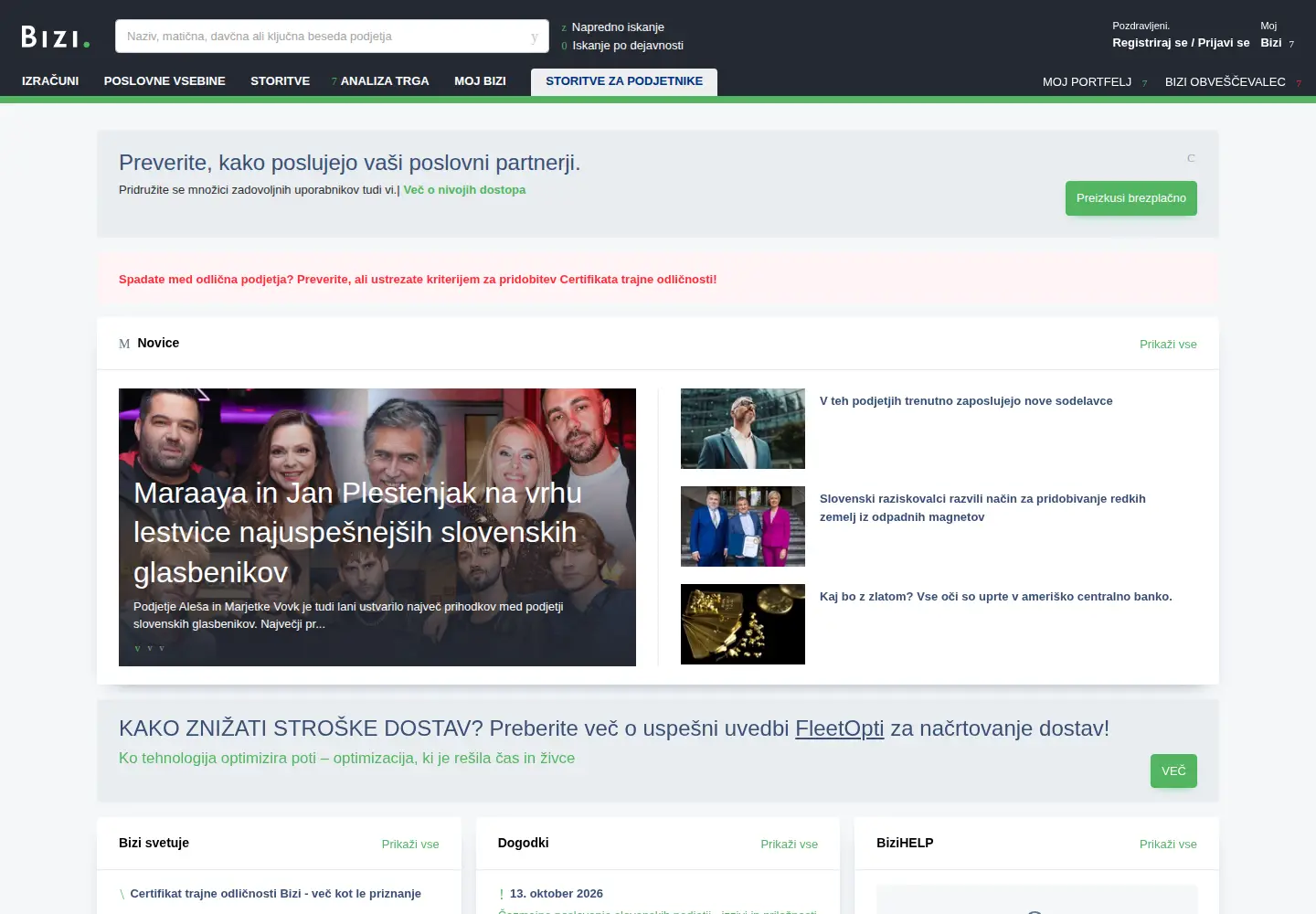 Screenshot of bizi.si