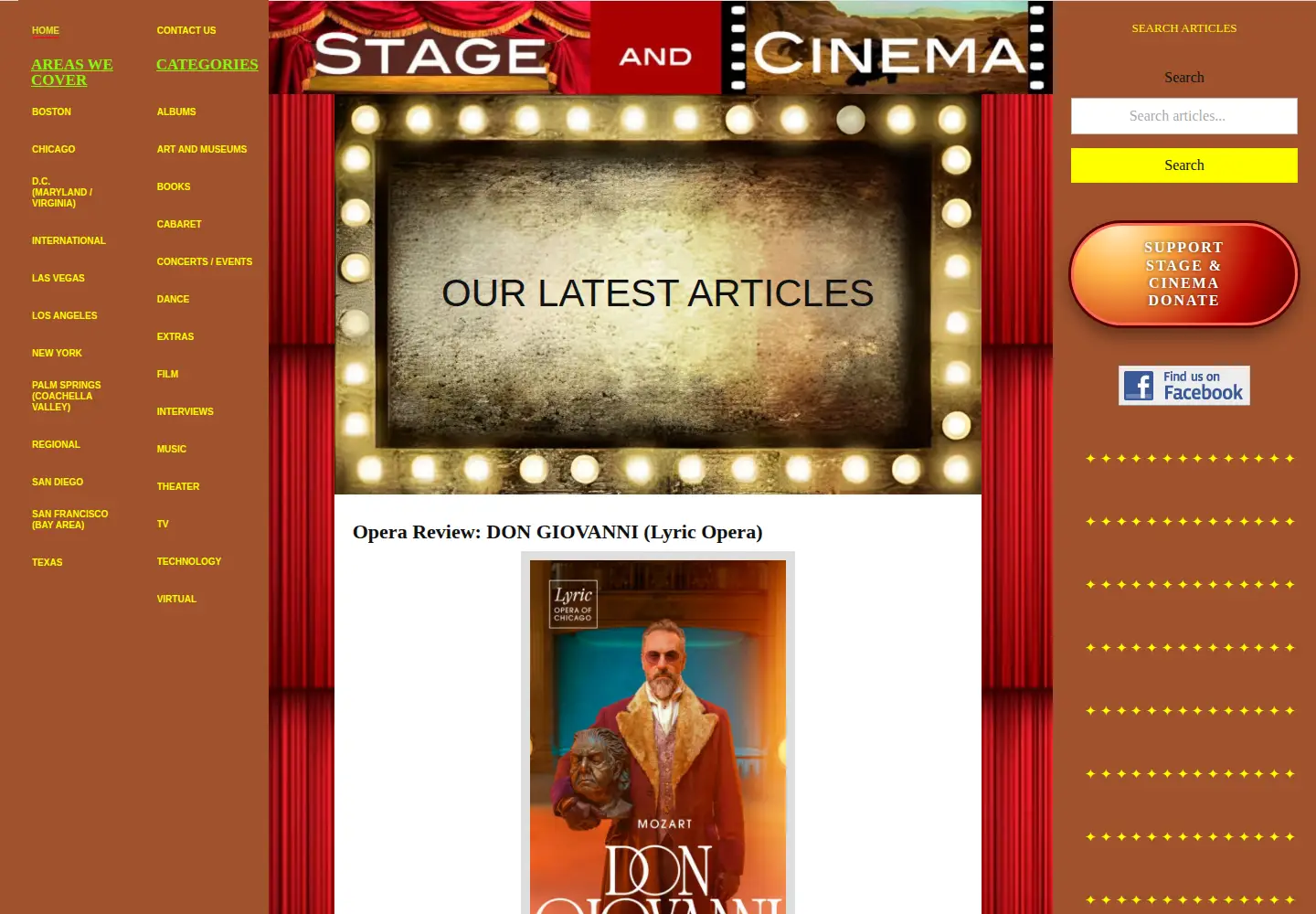 Screenshot of stageandcinema.com