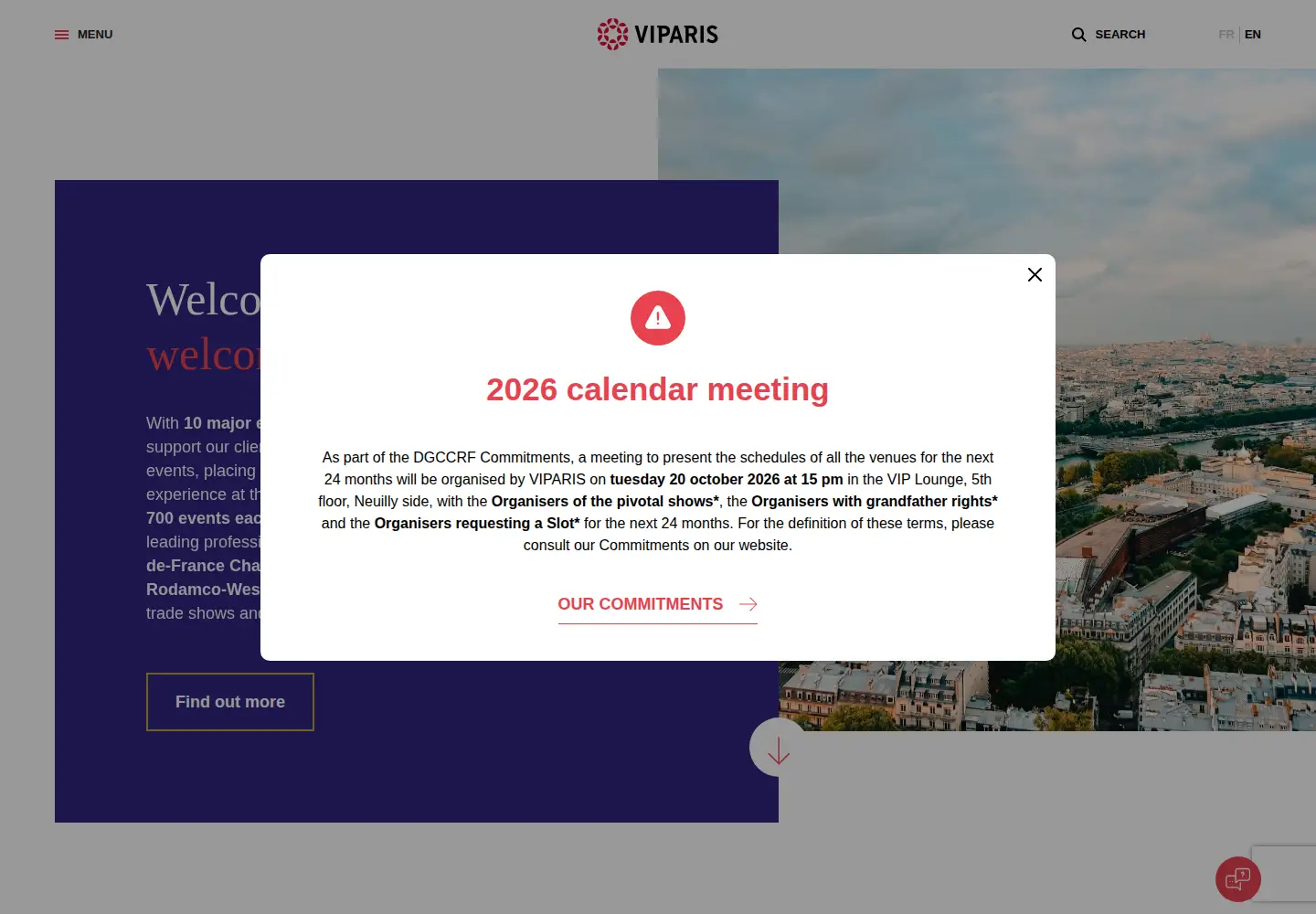 Screenshot of viparis.com
