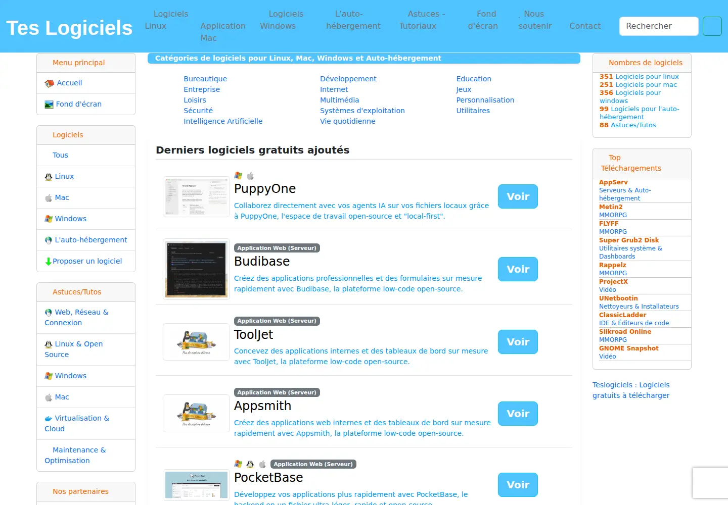 Captured homepage of teslogiciels.com in the current scan