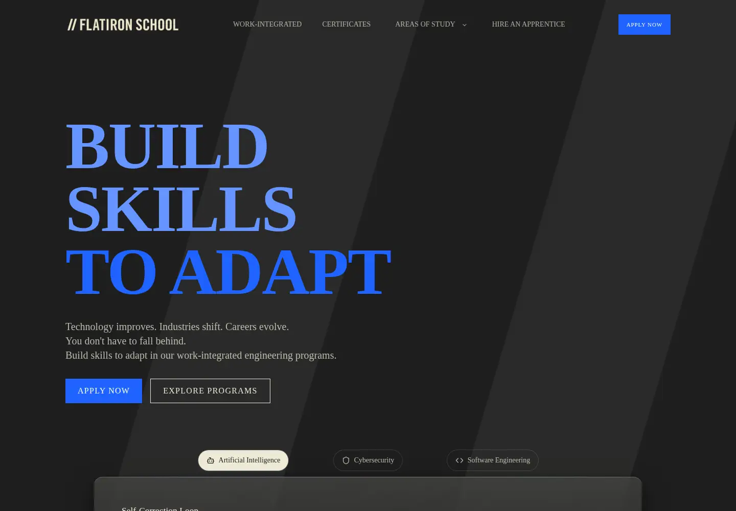 Captured homepage of flatironschool.com in the current scan