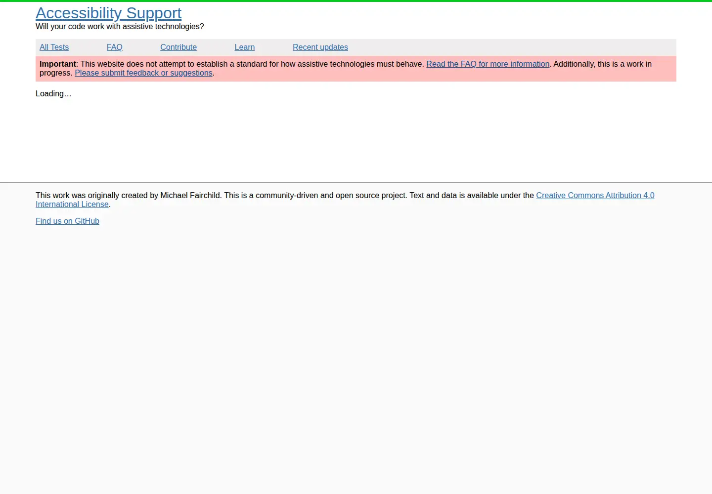 Screenshot of a11ysupport.io