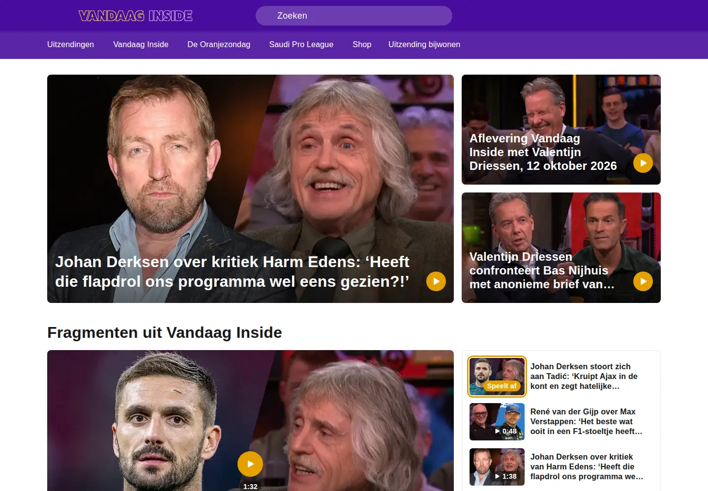 Captured homepage of vandaaginside.nl in the current scan