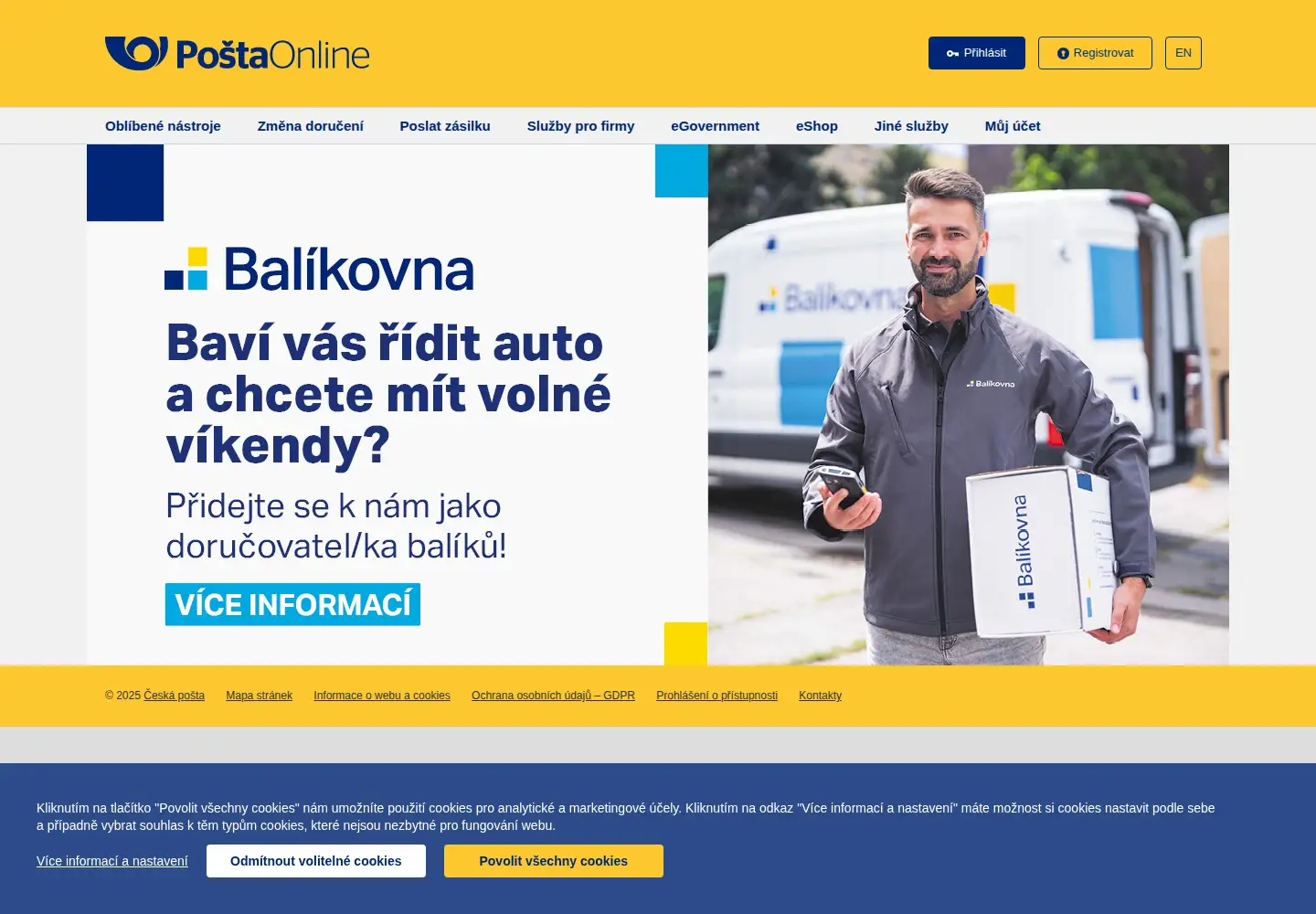 Screenshot of postaonline.cz