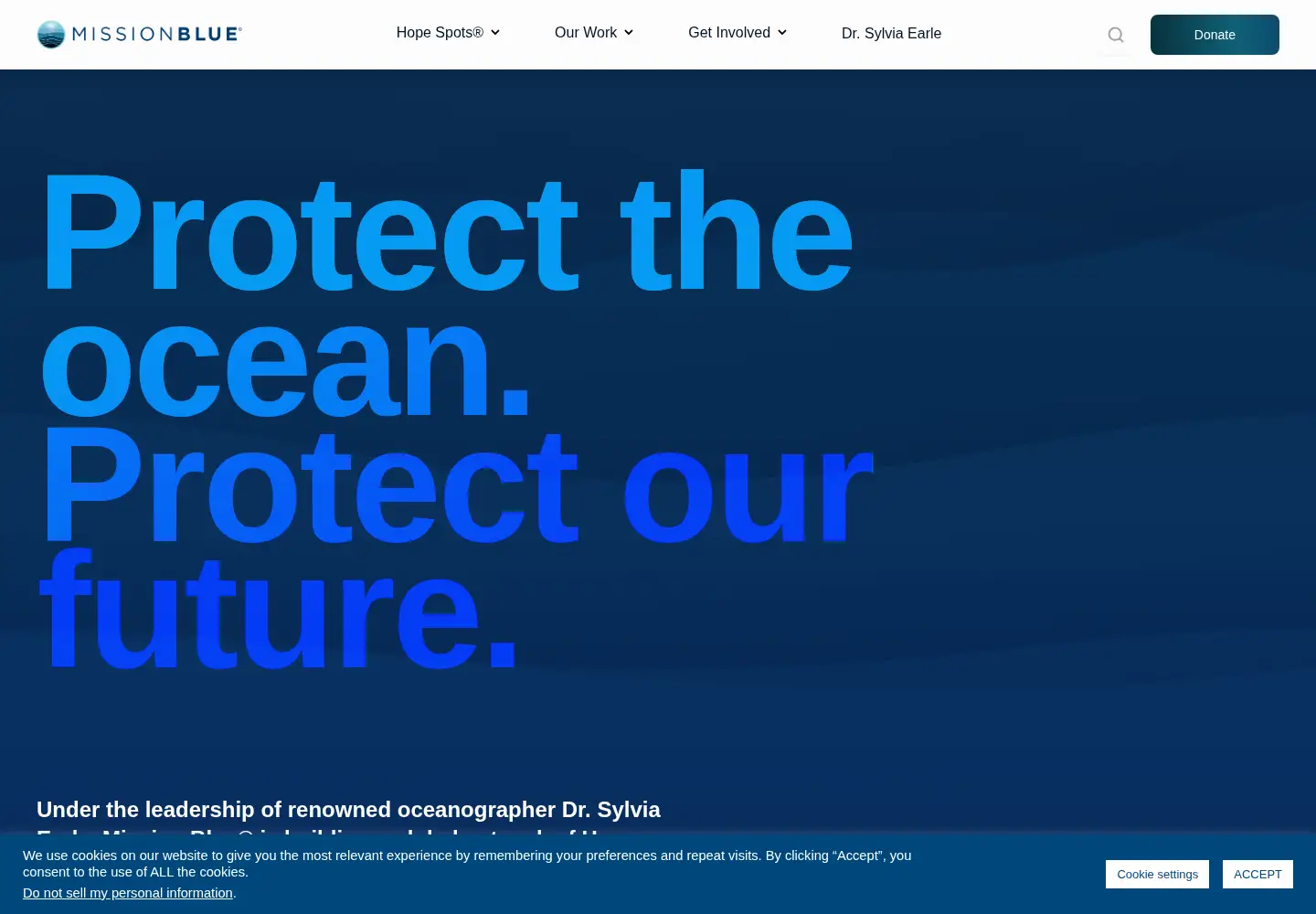 Screenshot of mission-blue.org