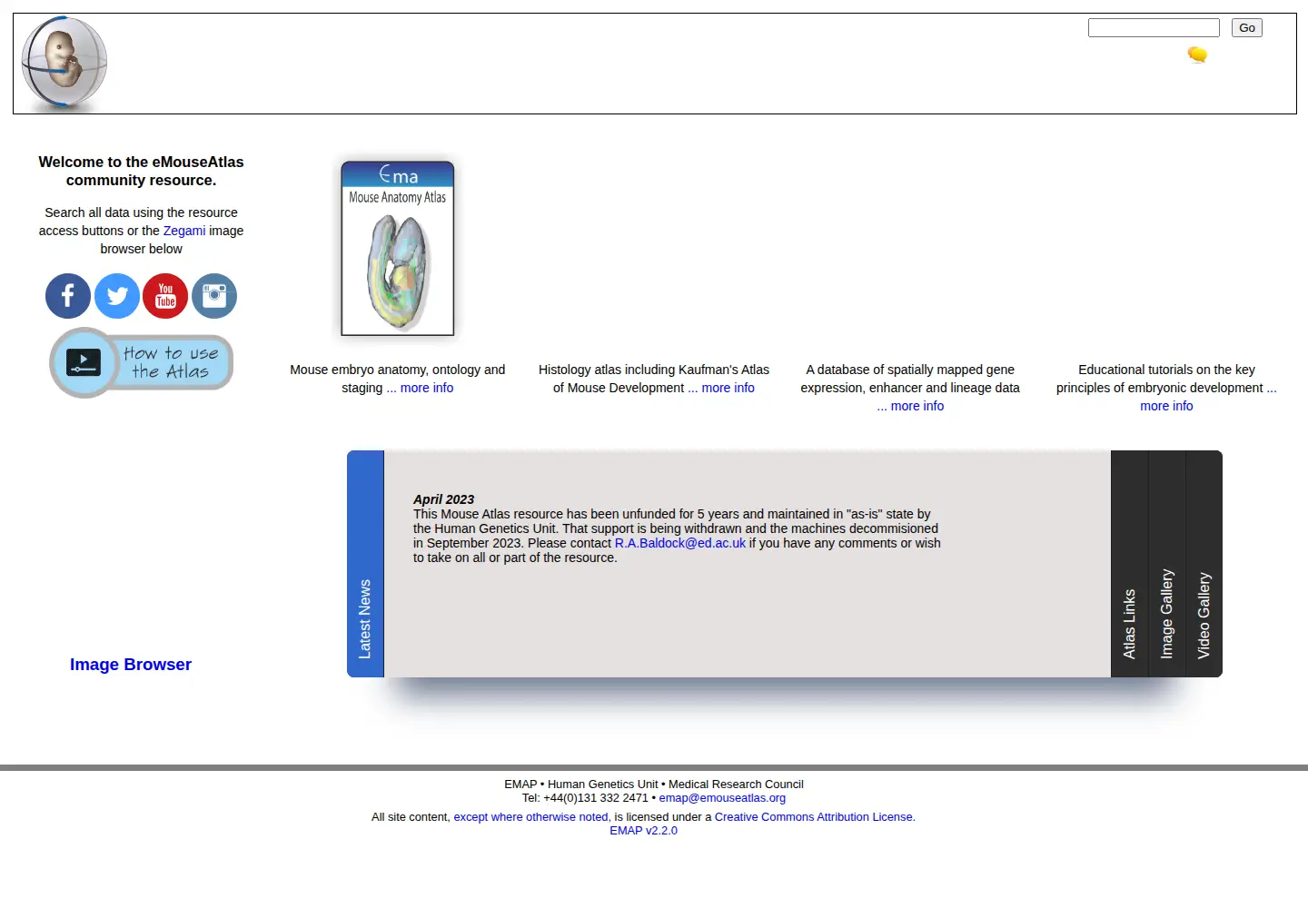 Screenshot of emouseatlas.org