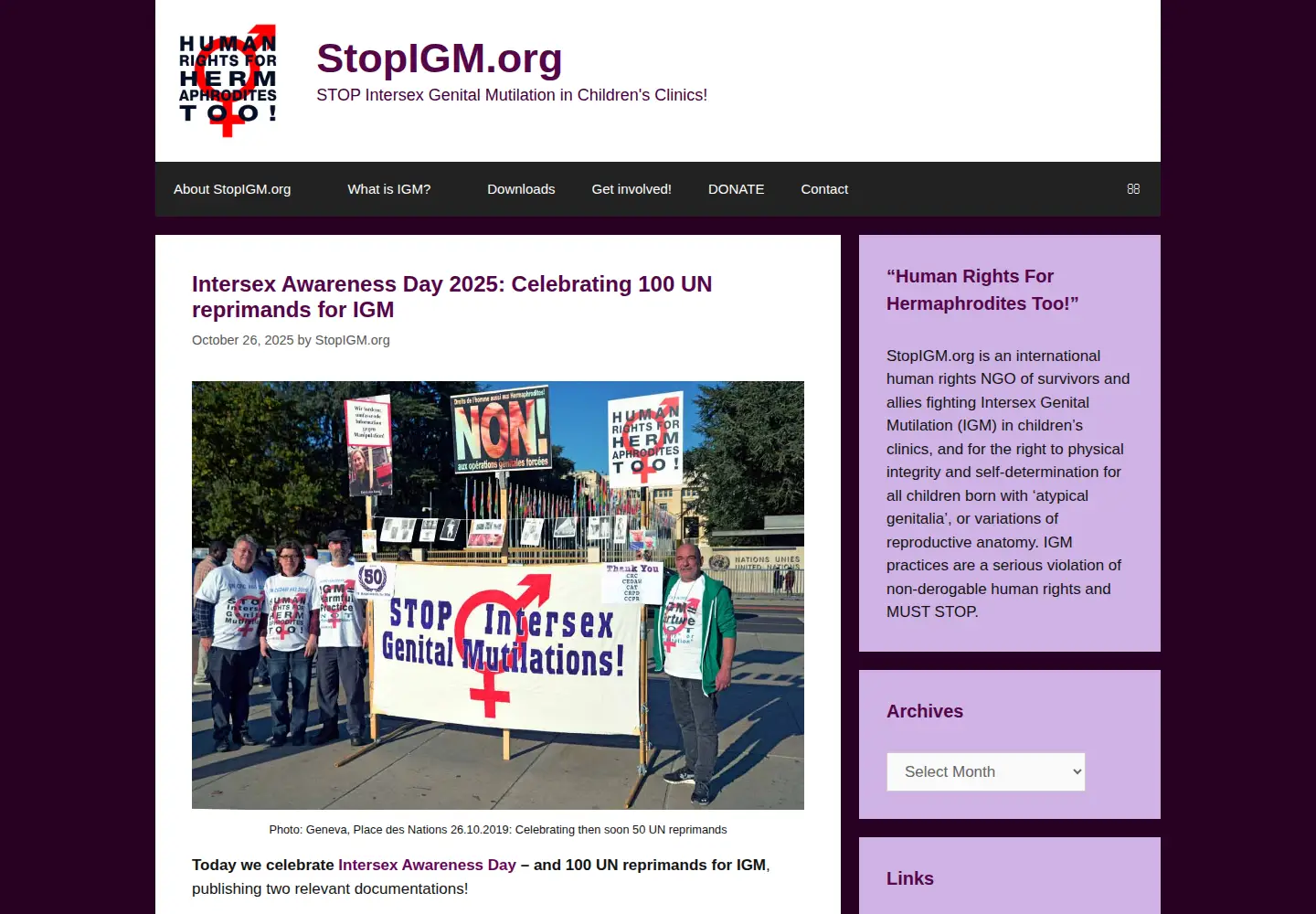 Captured homepage of stopigm.org in the current scan