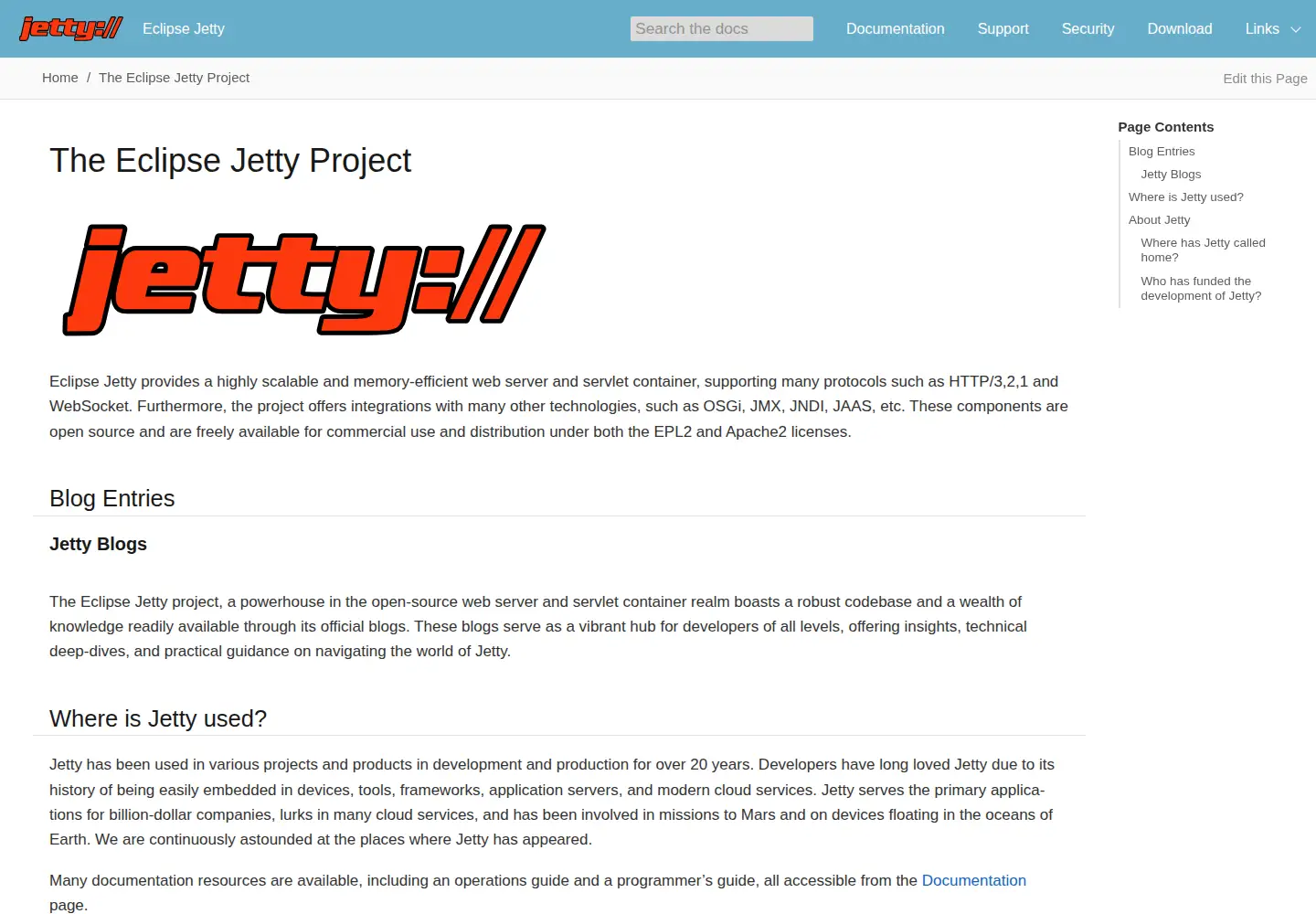 Screenshot of jetty.org