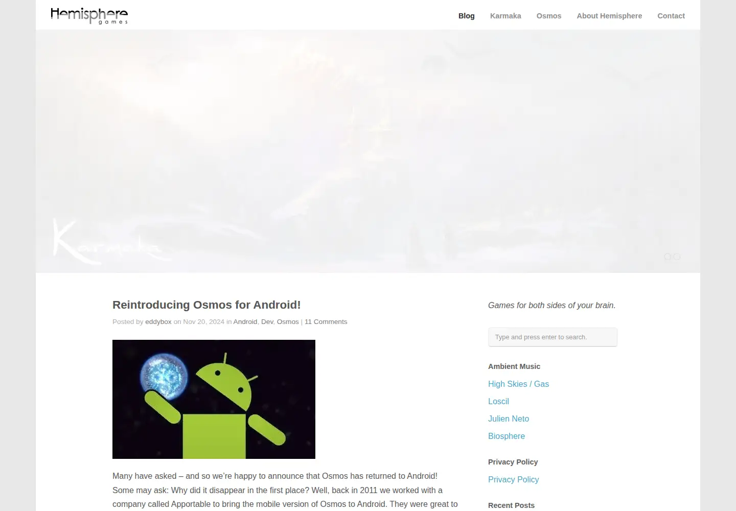 Screenshot of hemispheregames.com
