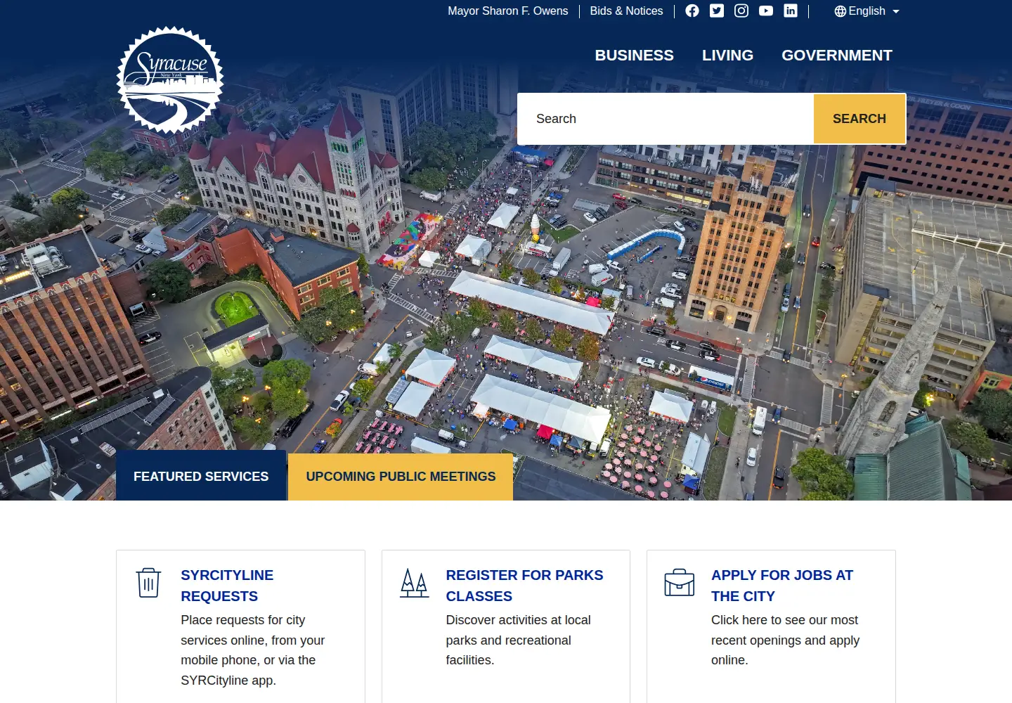 Captured homepage of syr.gov in the current scan
