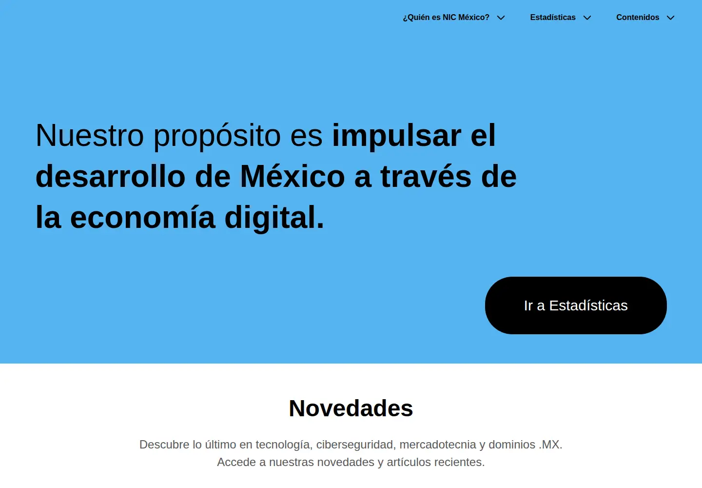 Captured homepage of nicmexico.mx in the current scan