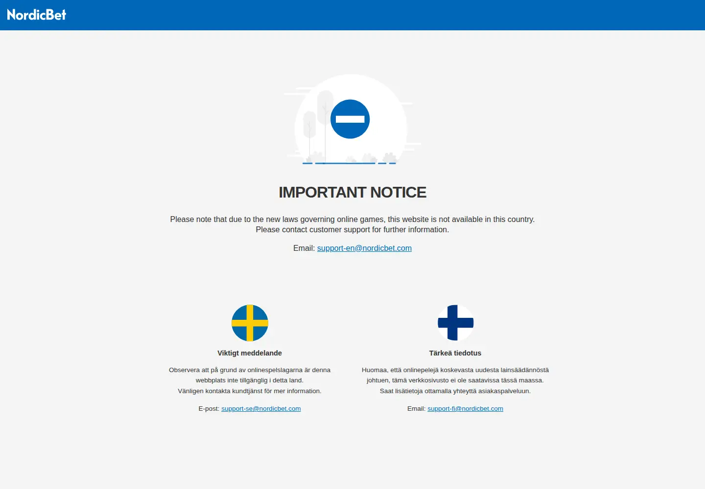 Captured homepage of nordicbet.com in the current scan
