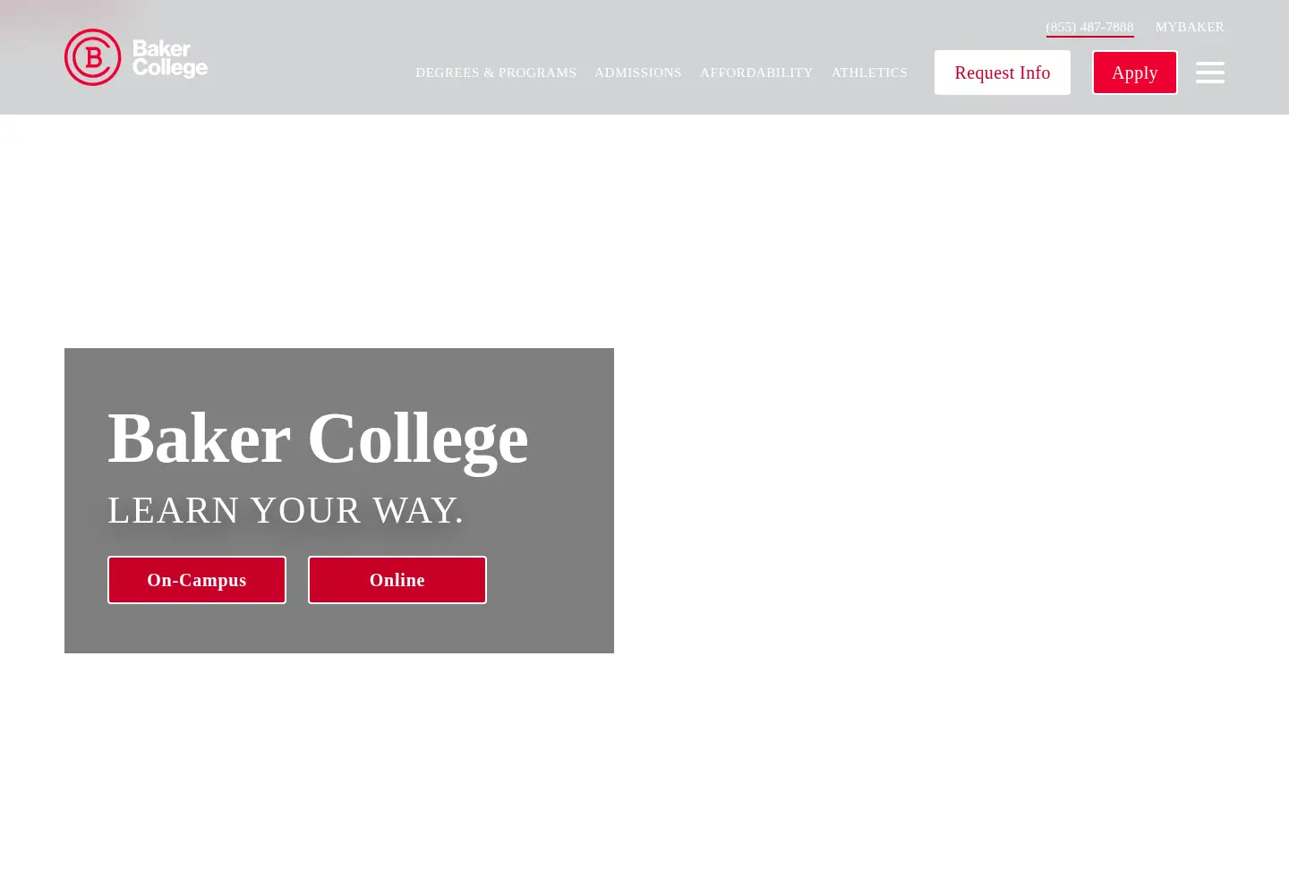 Screenshot of baker.edu