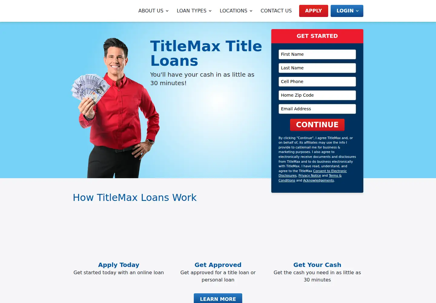 Captured homepage of titlemax.com in the current scan