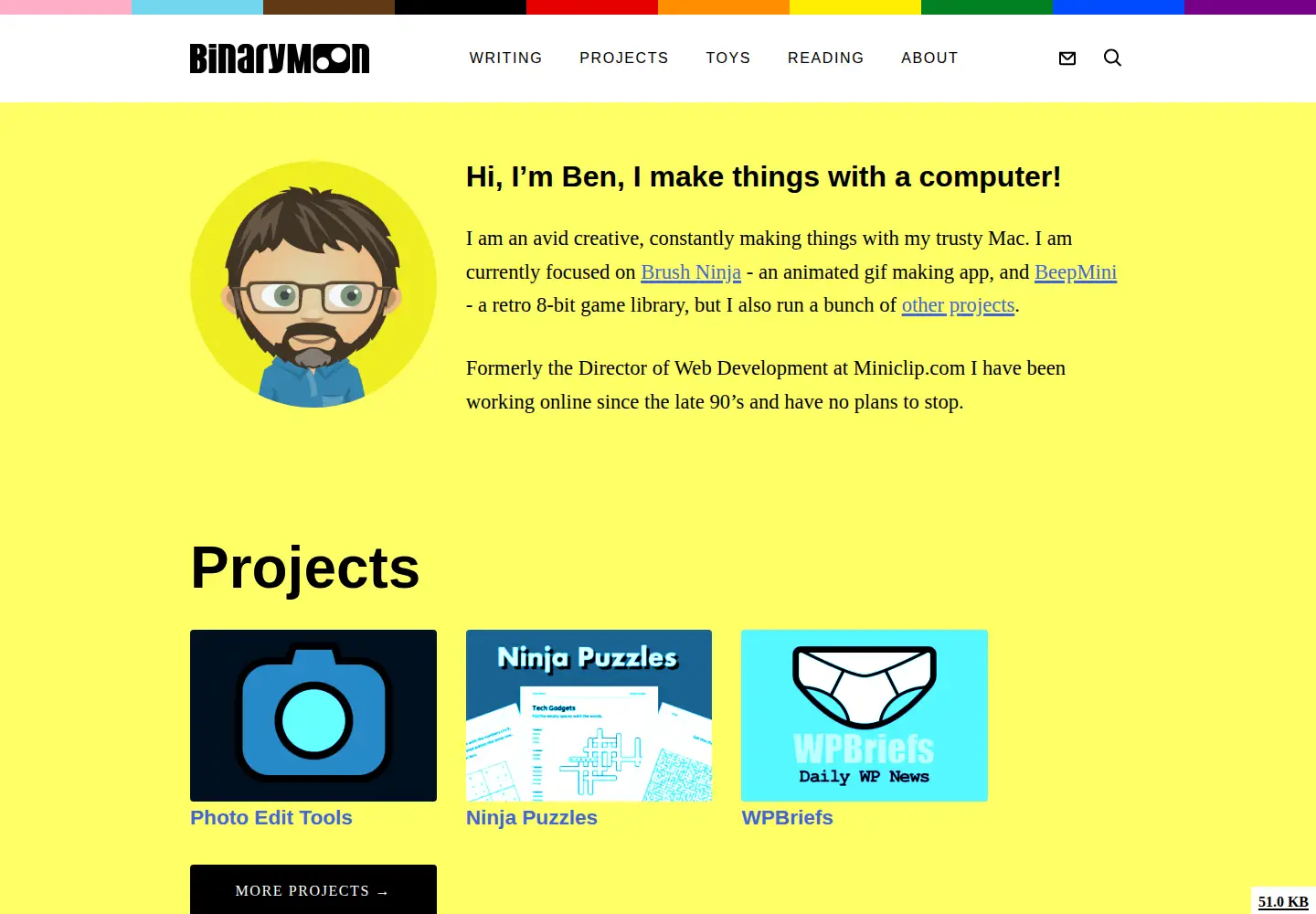 Screenshot of binarymoon.co.uk