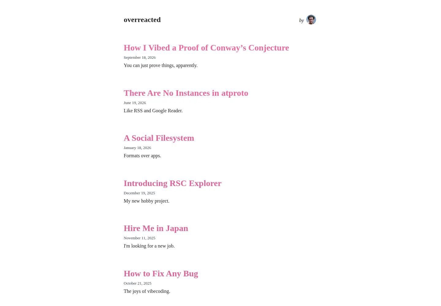 Screenshot of overreacted.io