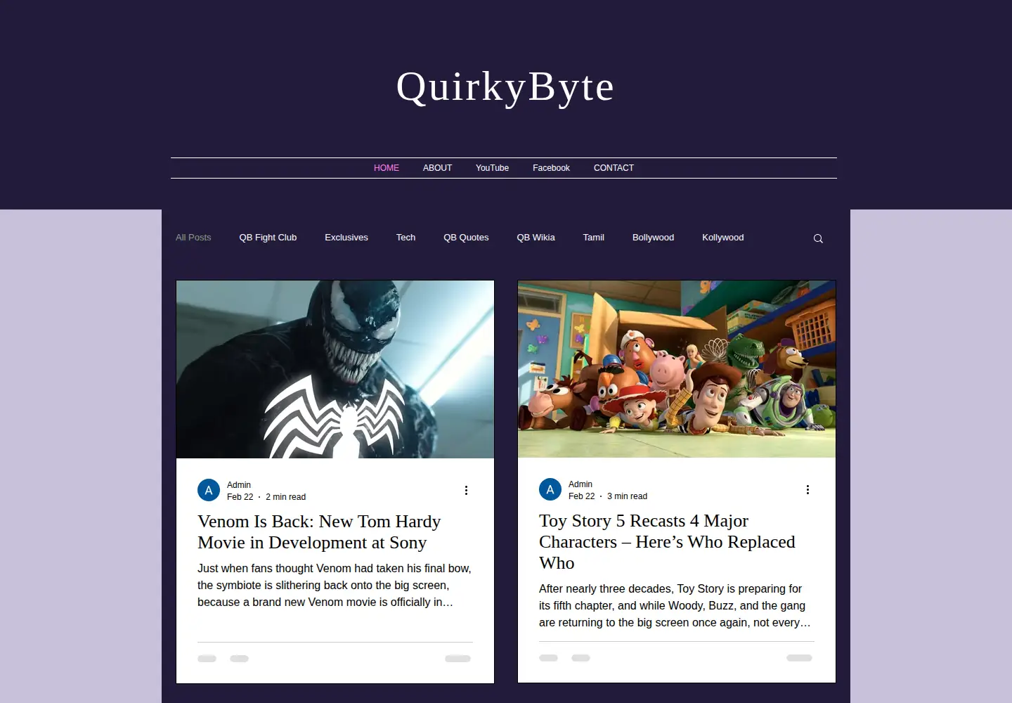 Screenshot of quirkybyte.com