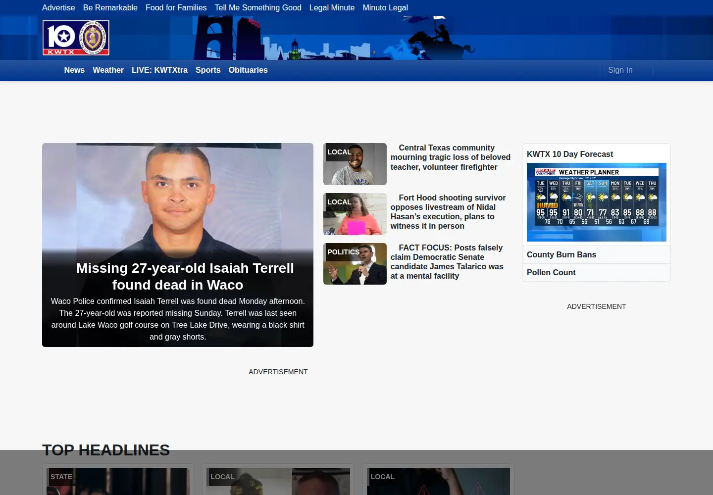 Screenshot of kwtx.com