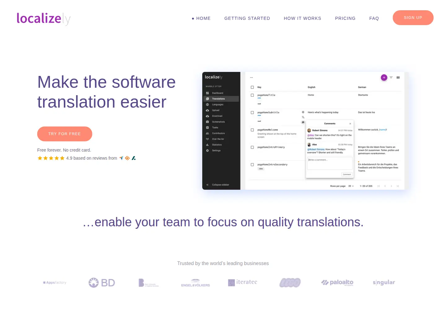 Screenshot of localizely.com