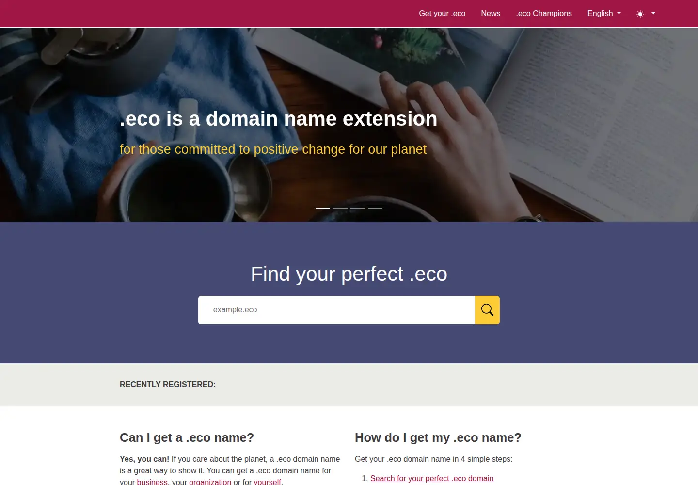 Captured homepage of go.eco in the current scan
