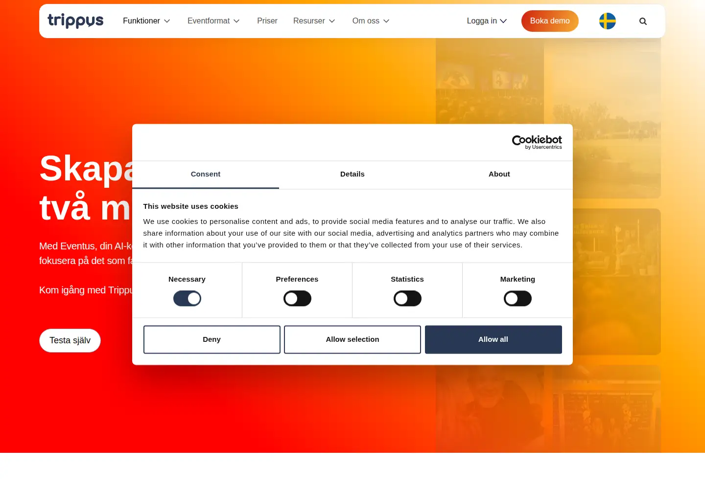 Captured homepage of trippus.se in the current scan